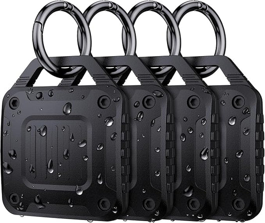 DDJ 4-Pack IPX8 Waterproof for AirTag Holder Case Keychain, Rugged Protective Case for Apple Airtag with Key Ring, Ultra Durable Air Tags Holder for Dog Collar/Luggage/Key/Backpack, Easy to Install