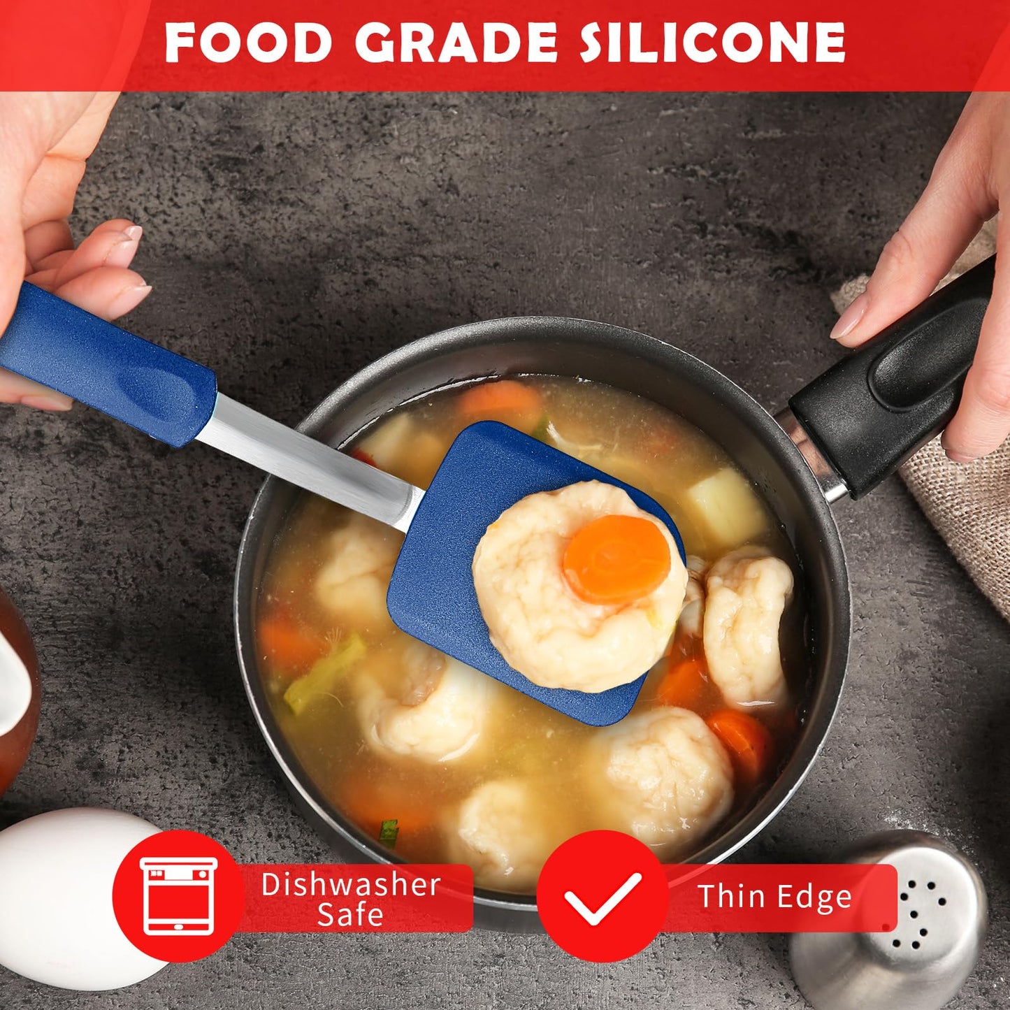 4 Pcs Silicone Cookie Spatula Turner Mini Brownie Spatula Flexible Silicone Spatulas Nonstick Cookware Heat Resistant No Scratch Flipper Baking Utensils for Egg Pancake (Gray, Blue, Black, Red)