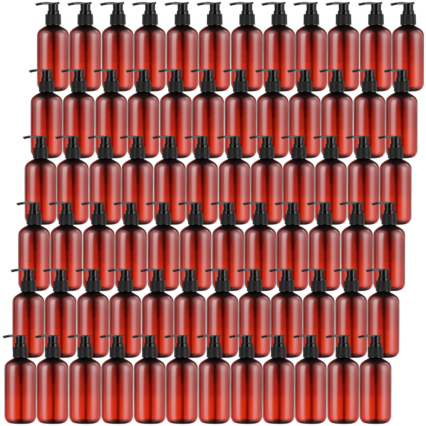 Eaasty 48 Pcs Pump Bottle Lotion Dispenser Refillable Shampoo Conditioner Hand Soap Dispenser Plastic Empty 8oz/250ml Clear Reusable Body Wash Container Bulk (Amber)
