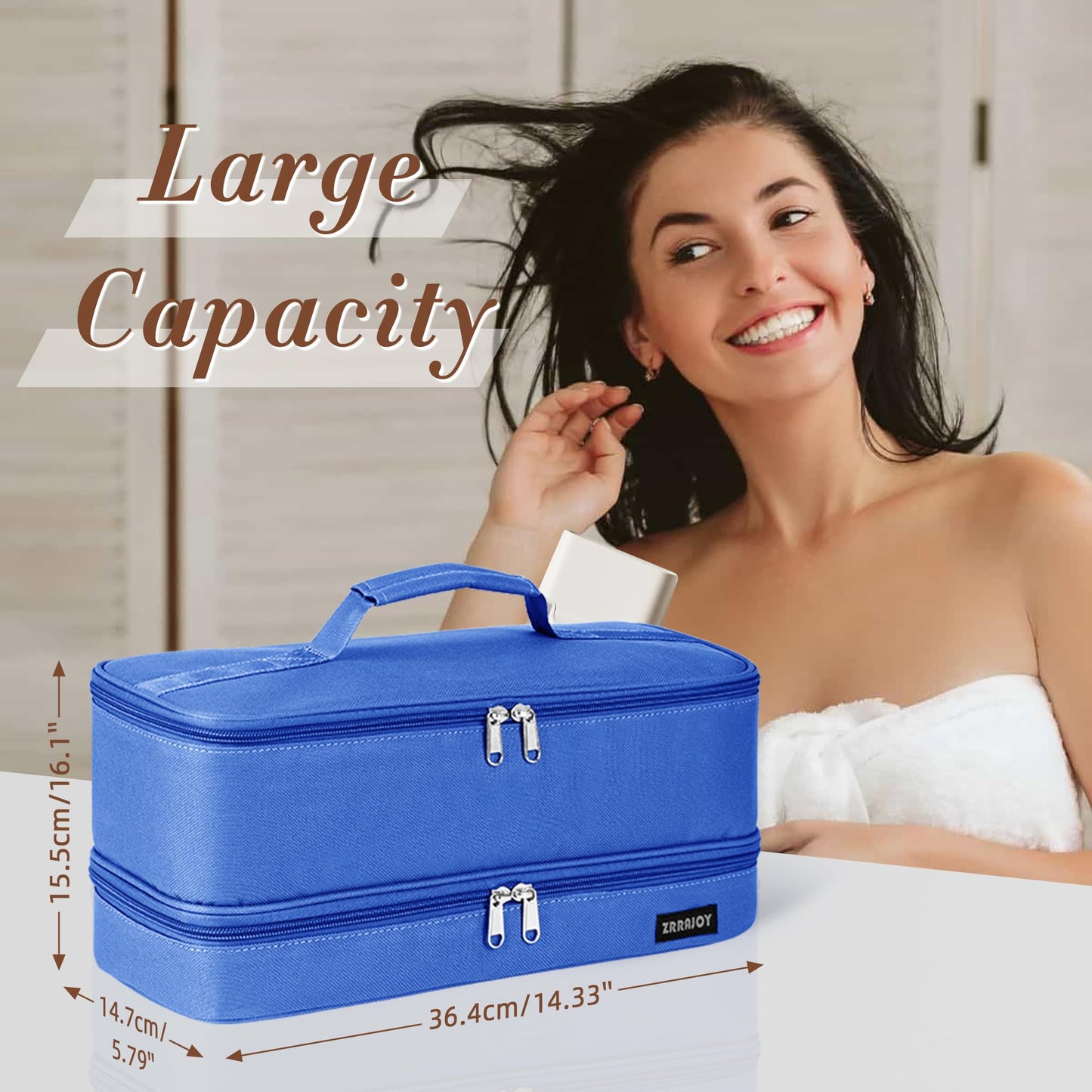ZRRAJOY Double Layer Storage Case For Shark Flexstyle, Travel Carrying Case For Shark 430/440 Flexstyle, Organizer Bag For Shark Flexstyle/Dyson Airwrap Styler Attachments (Blue)