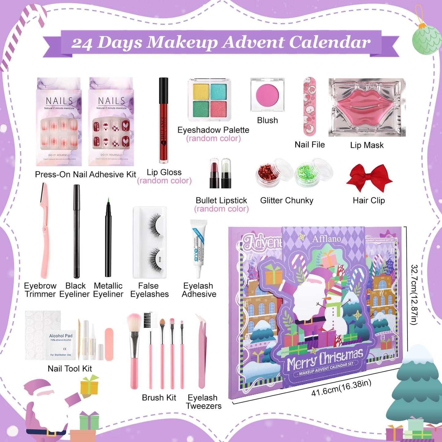 Makeup Advent Calendar 2026, 24 Days Christmas Countdown Beauty Make Up Advent Calendar for Teen Girls Women, Xmas Calendario De Adviento Cosmetics Vacation Surprise Makeup Gift Full Kit, Cruelty Free