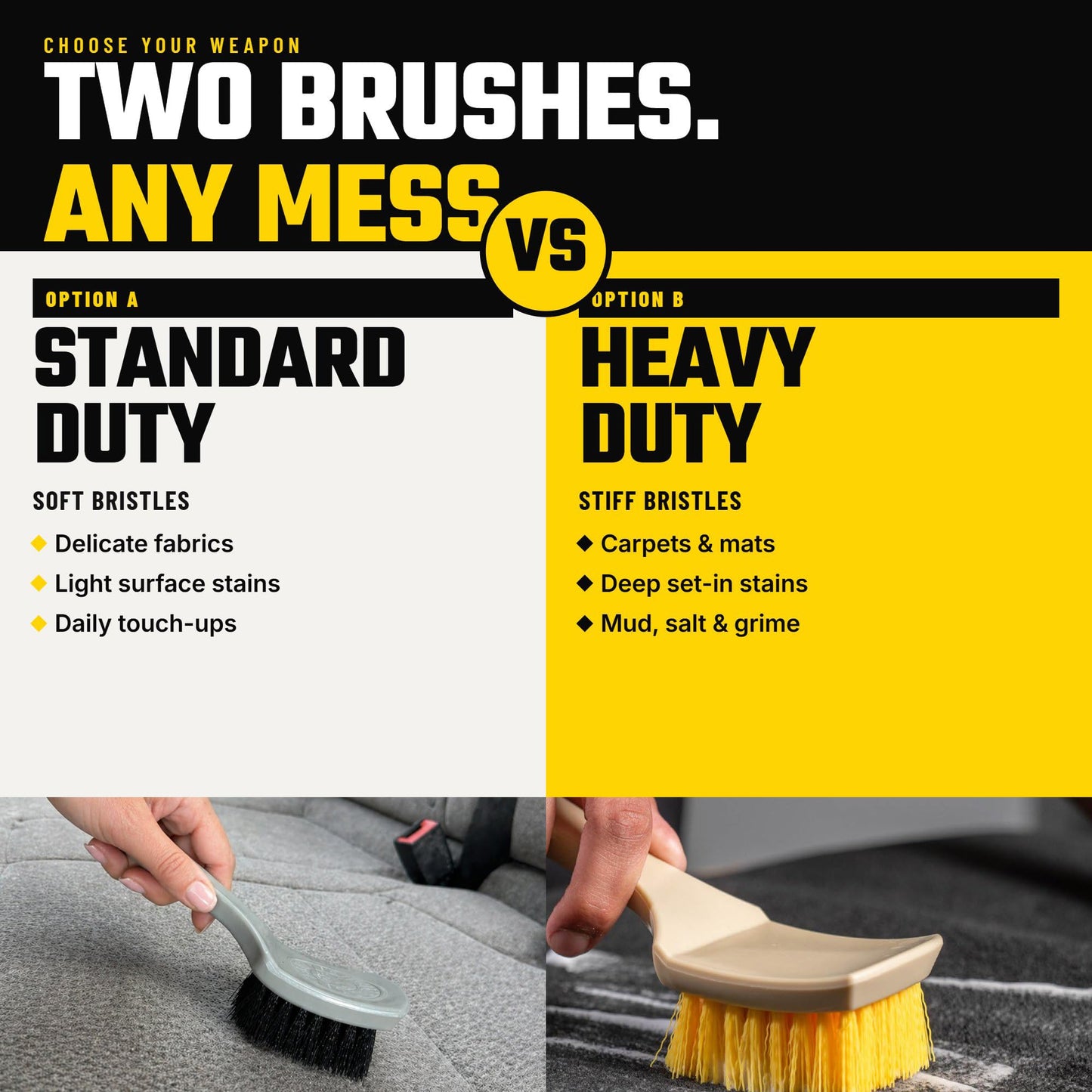 Chemical Guys, The Nifty Interior Detailing Brush, Synthetic Bristle Scrub Tool for Car Carpet Floor Mats Upholstery Trunk Liners, Auto Cabin Cleaning Brush with Ergonomic Short Handle - Grey