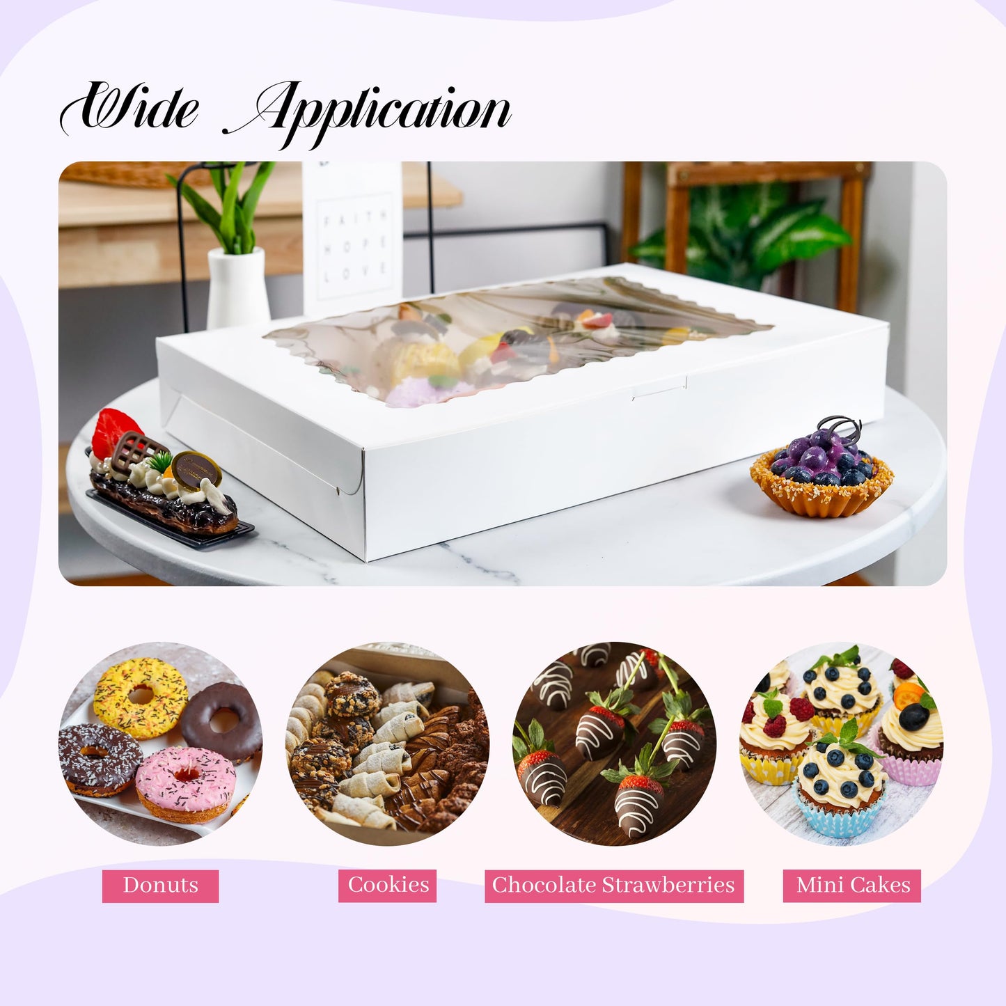 NPLUX 40 Pack Cookie Boxes 16x11x2.5inch Bakery Boxes with Window Treat Boxes for Cookie Packaging Gift Giving Dessert Boxes for Chocolate Covered Strawberries, Donuts, Graduation Gifts Party Favors