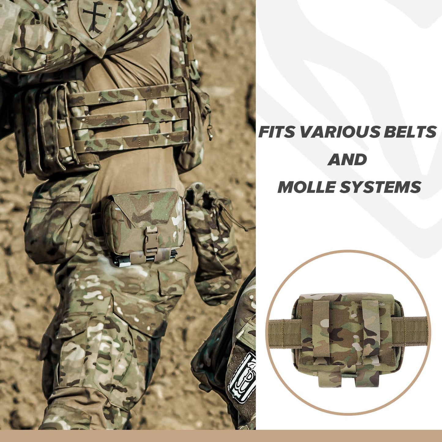 PETAC GEAR Tactical Rip Away Medical Pouch Tear Off First Aid IFAK Pouch Molle & Belt Horizontal Outdoor Emergency Survival Bag … (MC)
