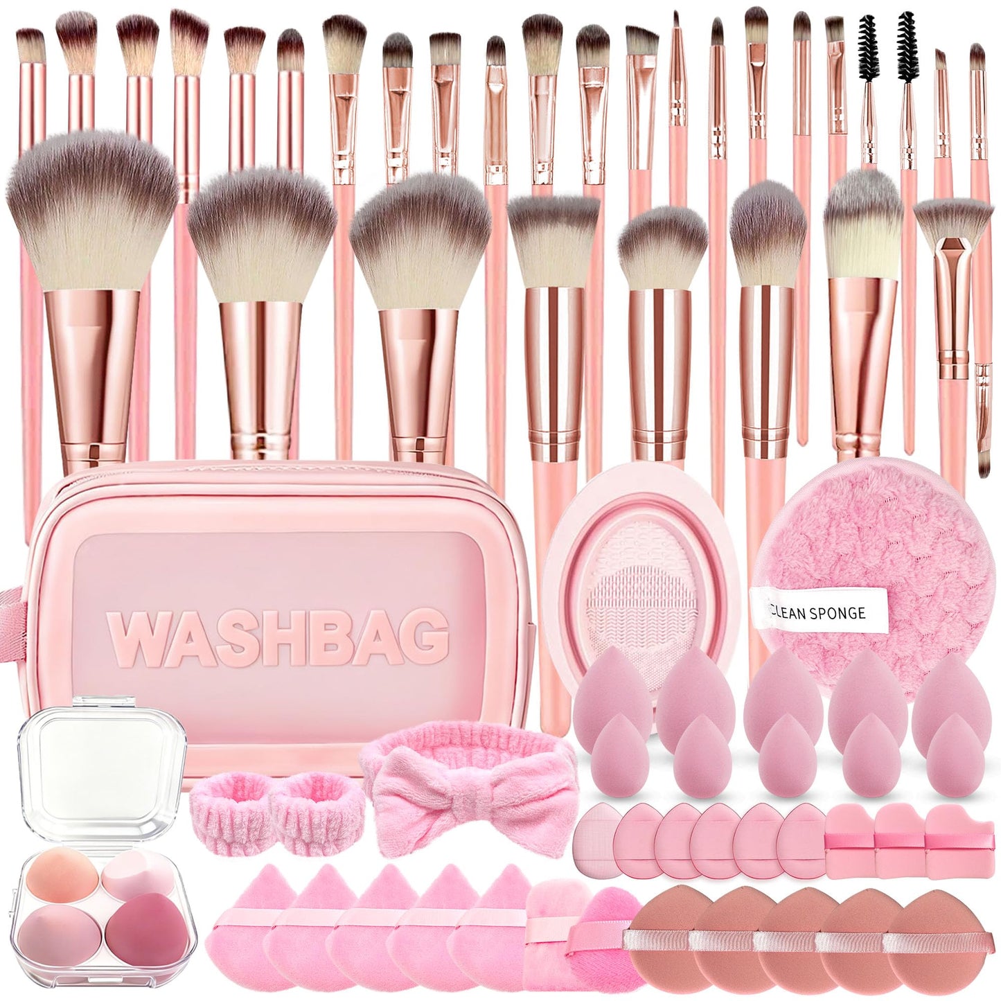 CLRDZN 70Pcs Makeup Brushes Set, Pink Professional Makeup Brush Set Multi-functional Makeup Brush Kit, Eye and Face Makeup Brushes & Tools, Premium Synthetic Facial Makeup Accessories