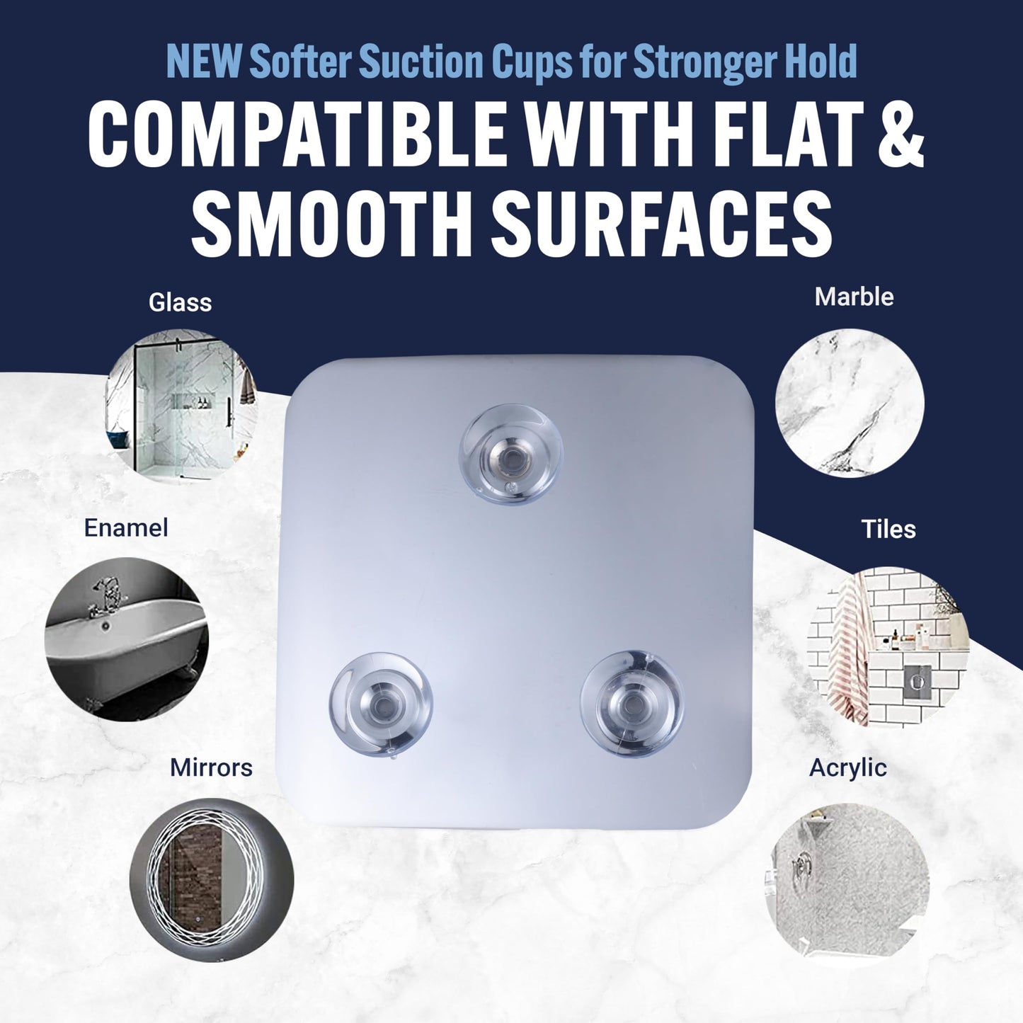 Travel Shower Mirror - Small Fogless Mirror with Triple Suction Cups - Antifog & Shatterproof Stick On Shaving Mirror for Bathroom and Travel - 5.3" x 5.3" (Chrome)
