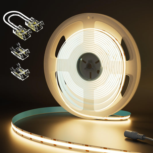 MIWISE COB LED Strip Light 20ft/6.1m,CRI 90+ Warm White 2700K High Lumen Super Bright Flexible DC24V LED Tape Light,for Cabinet Home Office DIY Lighting Projects(Adapter&Controller NOT Included)