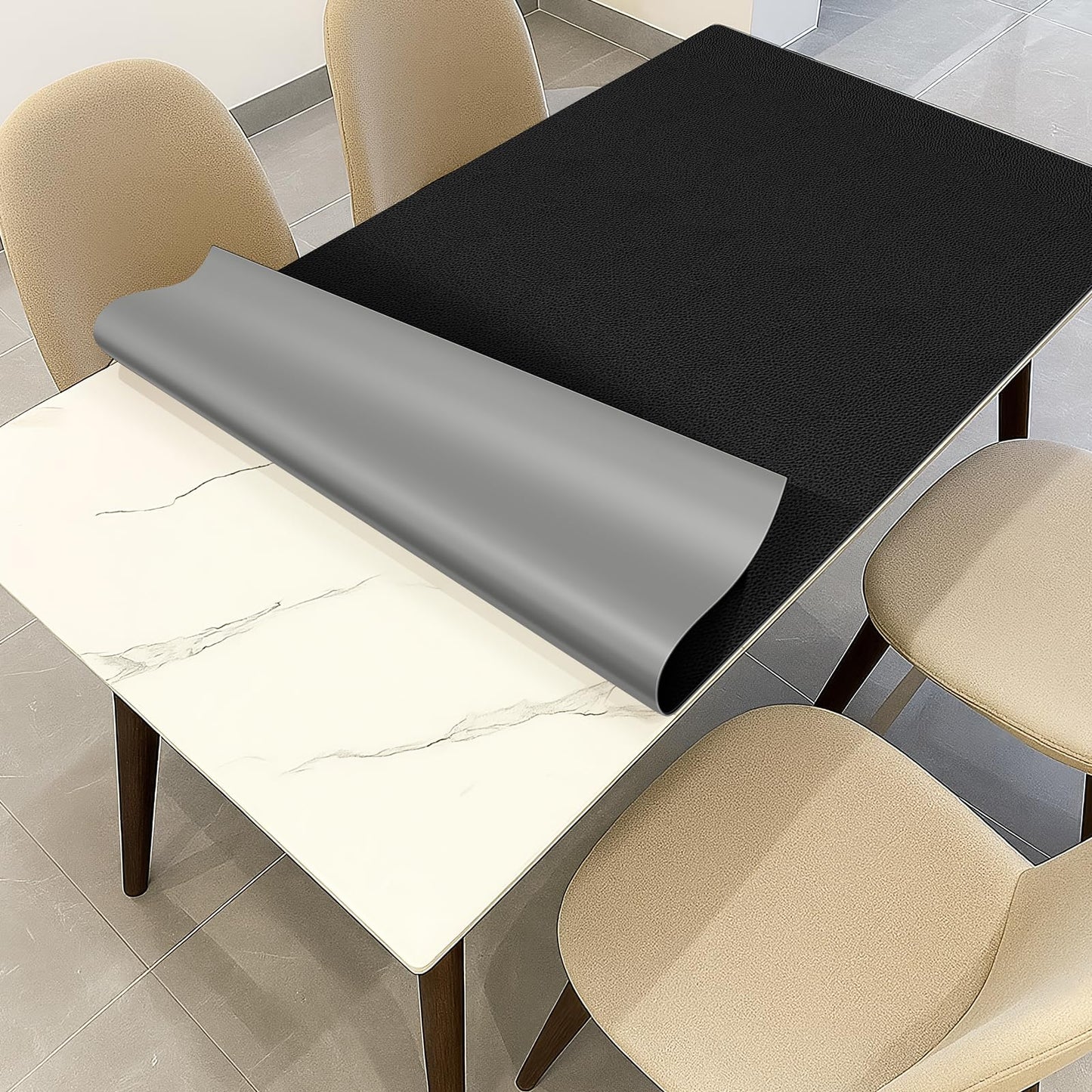 Warmstar Leather Table Cover 25 x48 Inch, 1.8MM Thick PVC Table Protector Waterproof, Desk Cover Protector Non-Slip Table Pad for Kitchen, Dresser, Gaming Desk,Dining Room Table