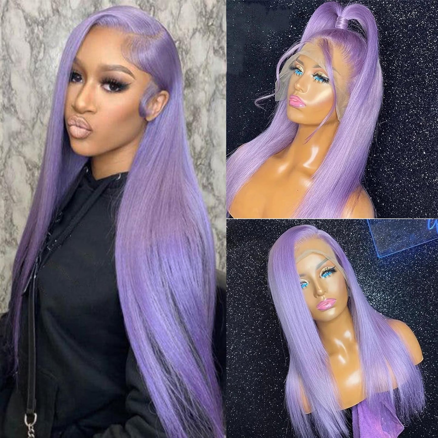 ORIGEN Purple Lace Front Human Hair Wigs for Black Women 28 Inch