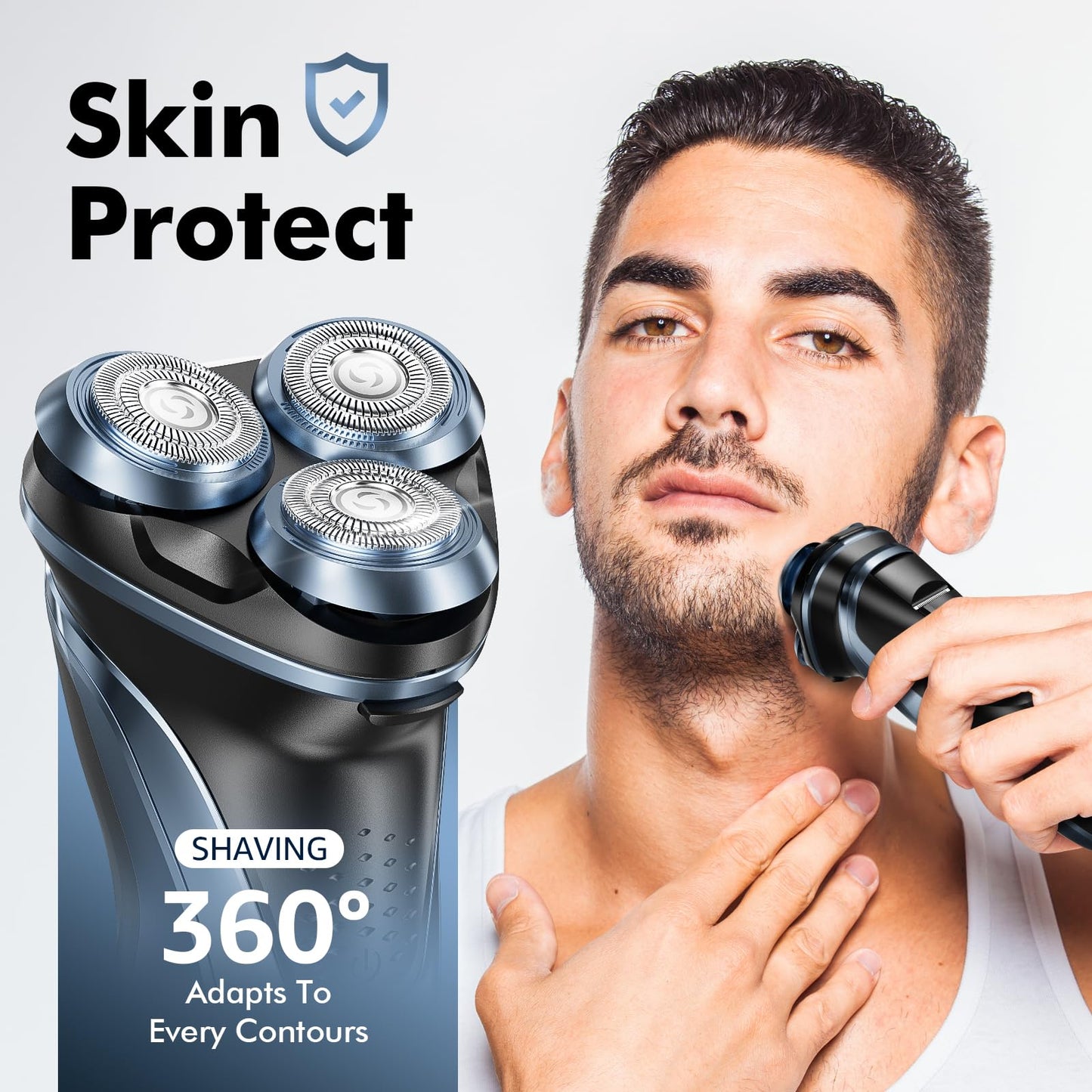 LONKEEN Travel Electric Razor for Men:5D Floating Head Shavers for Men, Smooth Shave Ready in Seconds - IPX7 Waterproof Wet or Dry, USB-C Rechargeable, Stainless Steel Blades，Father's Day Gifts
