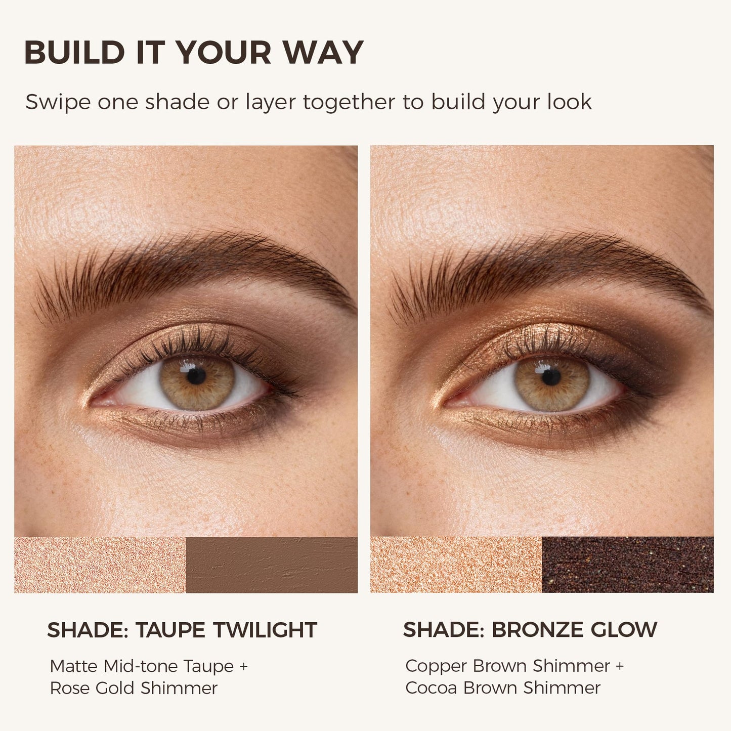Exmiloo 2PCS Dual-Ended Cream Eyeshadow Stick Set - 4 Shades with Shimmer & Matte Finish - Blendable Eye Shadow Sticks for Easy Everyday & Smoky Looks, Waterproof, Vegan & Cruelty-Free