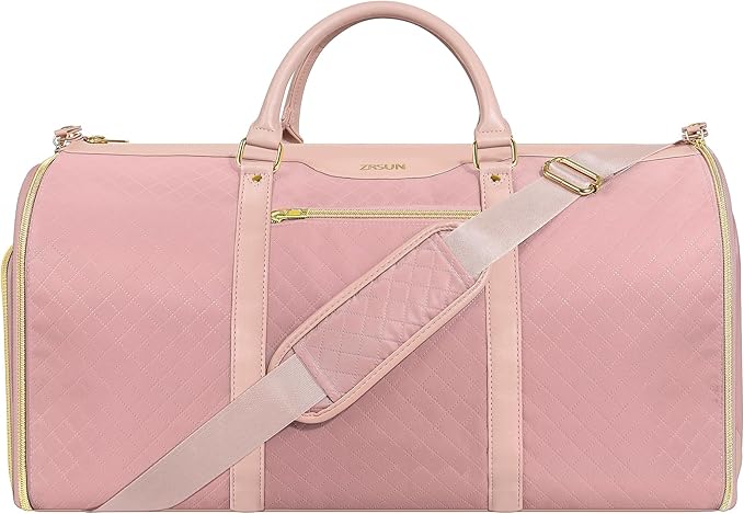 Garment Bag for Travel, Carry On Garment bag, Convertible Duffel Bag with Shoe Compartment, Perfect for Business Trips and Weekend Getaways(Pink)