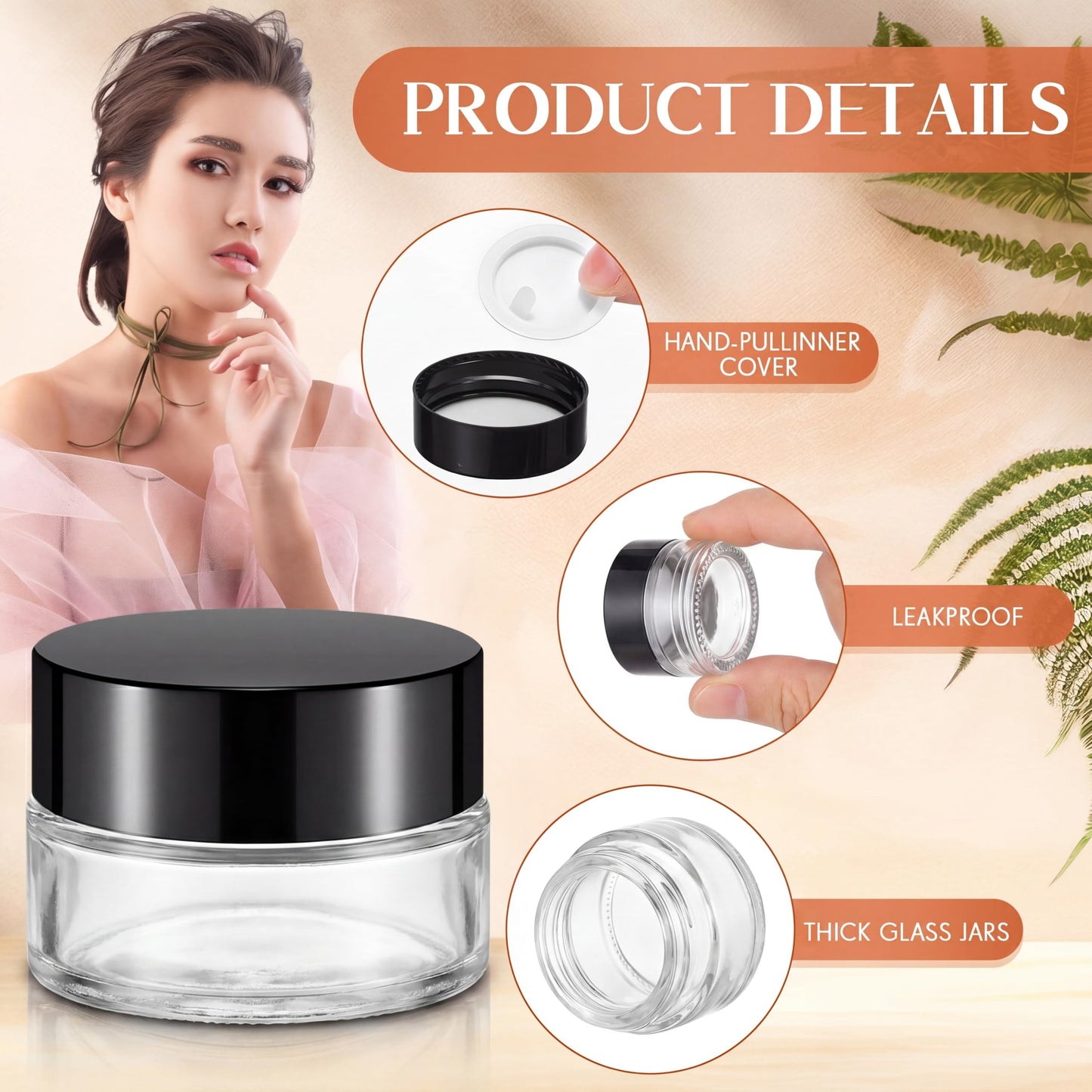 Norme 240 Pack Clear Bulk 5ml Glass Jars Leakproof Inner Liners & Lids 5 Gram Refillable Cosmetic Sample Lip Balm Container 5g UV Protection Travel Empty Jar for Skincare (Classic Lid)