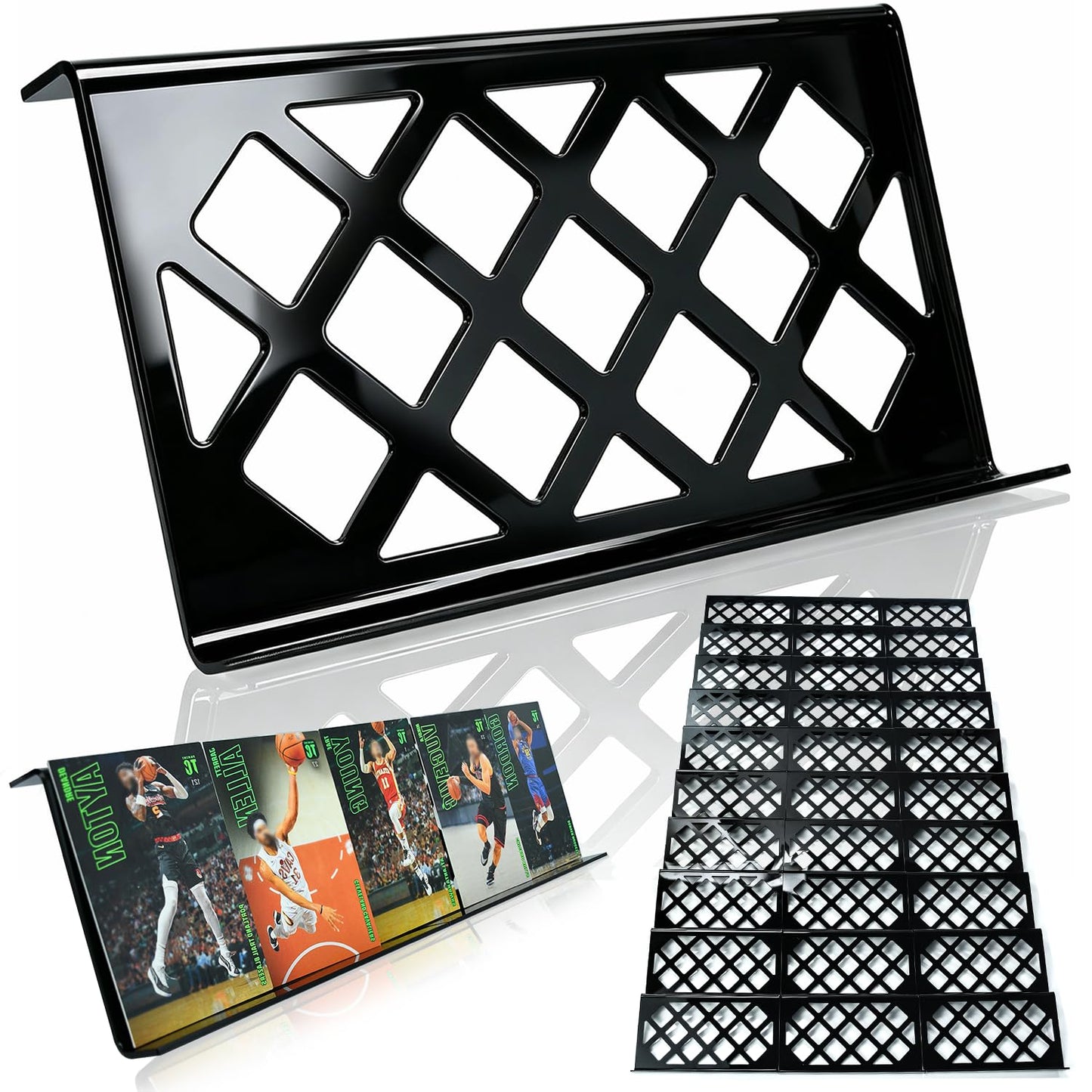 CoJewe 30 Modular Trade Card Risers | Black Acrylic - Perfect for Trade Shows, Display Cases, and Card Vendors - Display Stand for Sports Cards & Trading Card Games