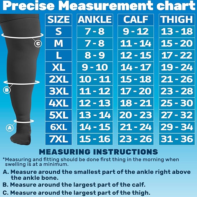 ABSOLUTE SUPPORT Wide Calf Unisex Compression Stockings 20-30mmHg, Plus Size Opaque Compression Socks for Women & Men Circulation, Varicose Veins, Swelling, Lymphedema, Knee Surgery, Black, 2X-Large
