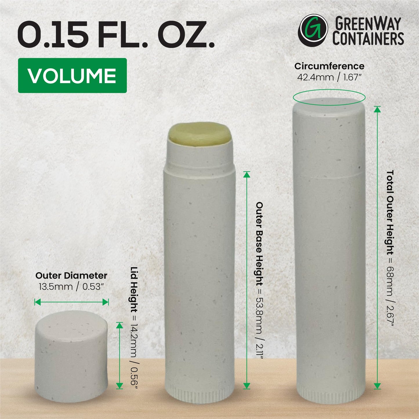 GreenWay 0.15oz / 4.25g Bamboo Lip Balm Tubes with Lids - 25 Pack Twisting Empty Chapstick Tubes - Plastic-free Refillable Lip Gloss Tube - Eco-Friendly DIY Cosmetic Containers – White