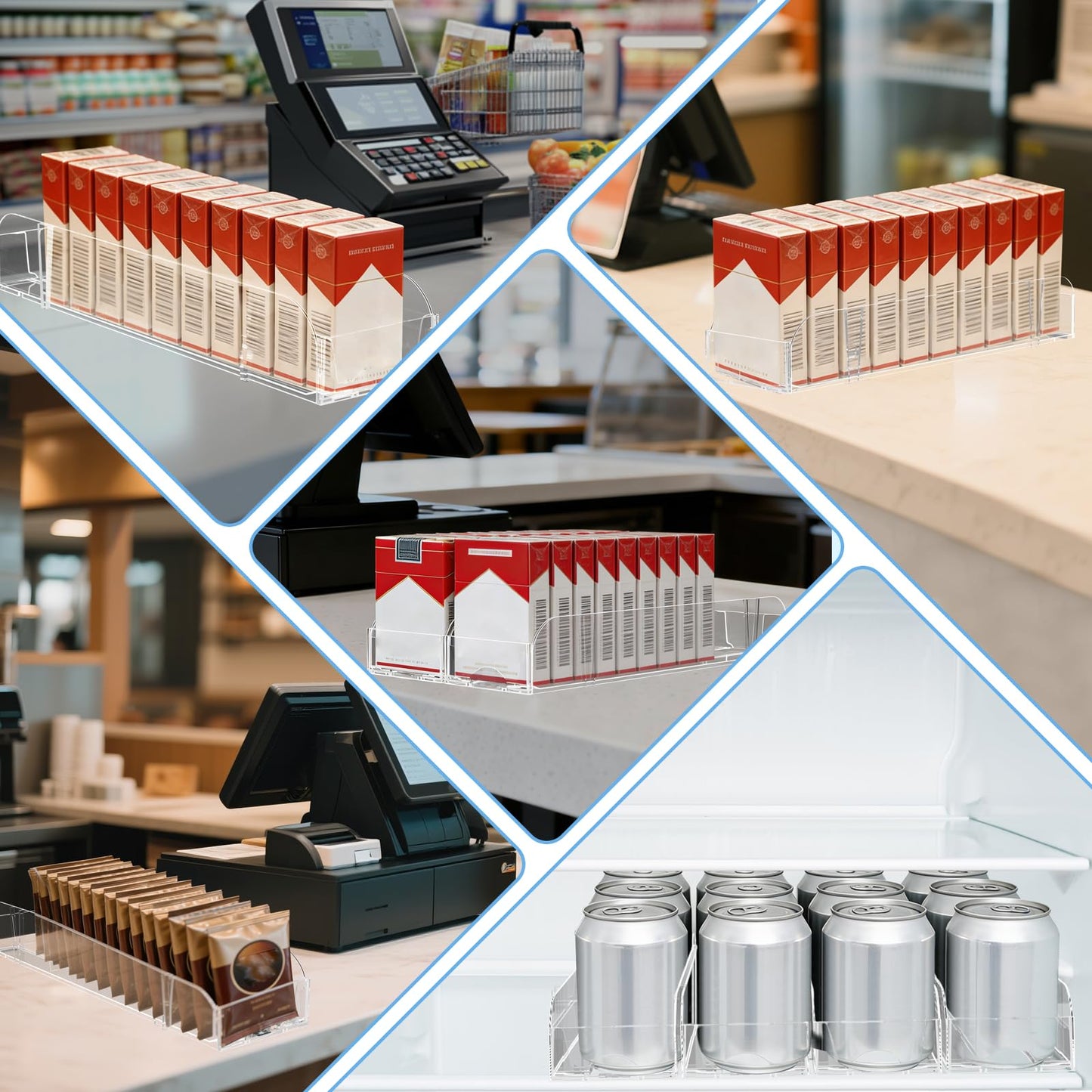 10 Pack Automatic Pusher Display Rack, Store Display Shelf and Case Stand, Space Saving Organizer for Retail Stores and Supermarkets
