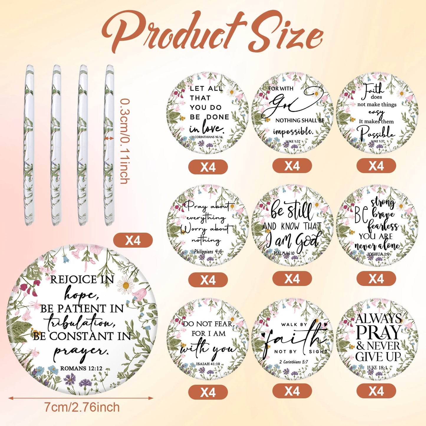 GlikCeil 40 Pcs Christian Compact Mirrors Bulk for Women Wildflower Inspirational Bible Verse Pocket Mini Purse Mirrors Christian Church Gift for Women VBS Church Party Favors