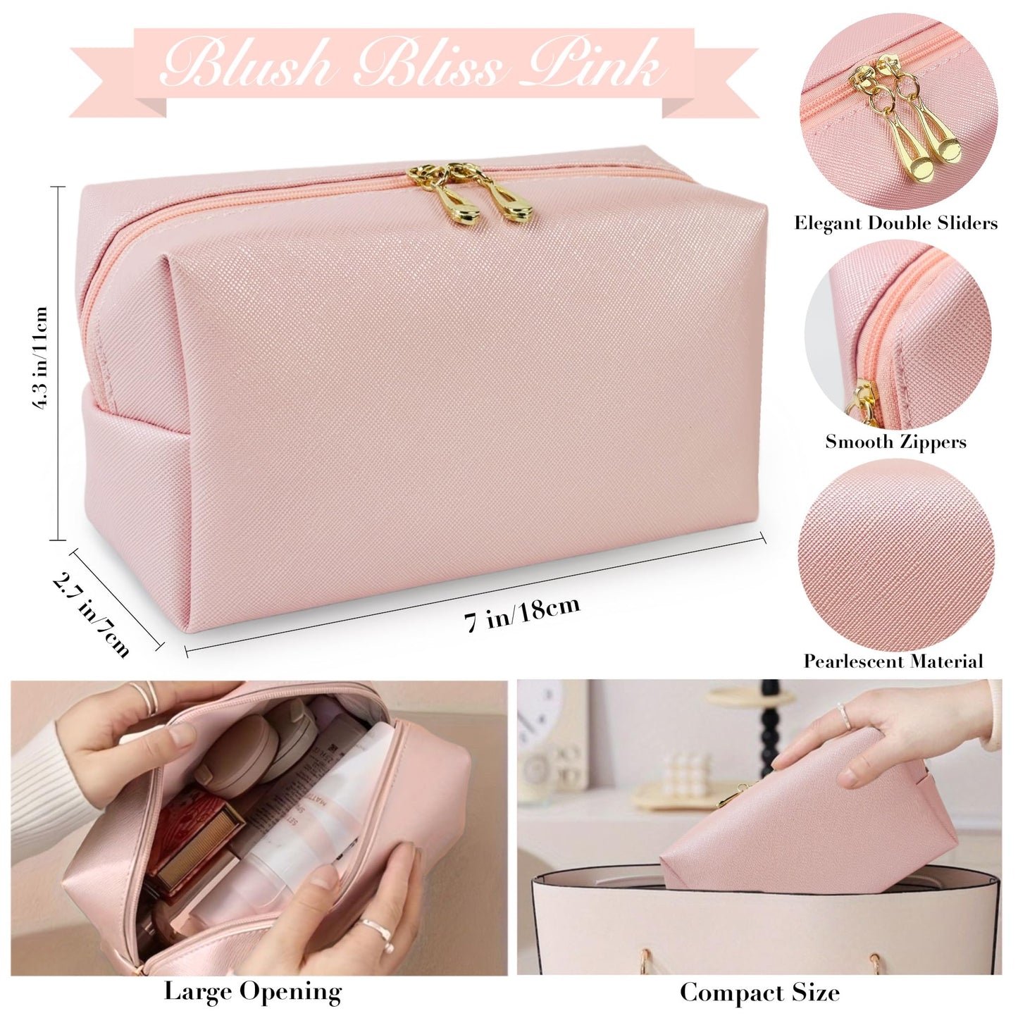 Women's Wedding Emergency Travel Kit 45 Essential Items for Brides Bridesmaid All-In-One Daily Beauty Style Set With Makeup Brushes (Sakura Pink)