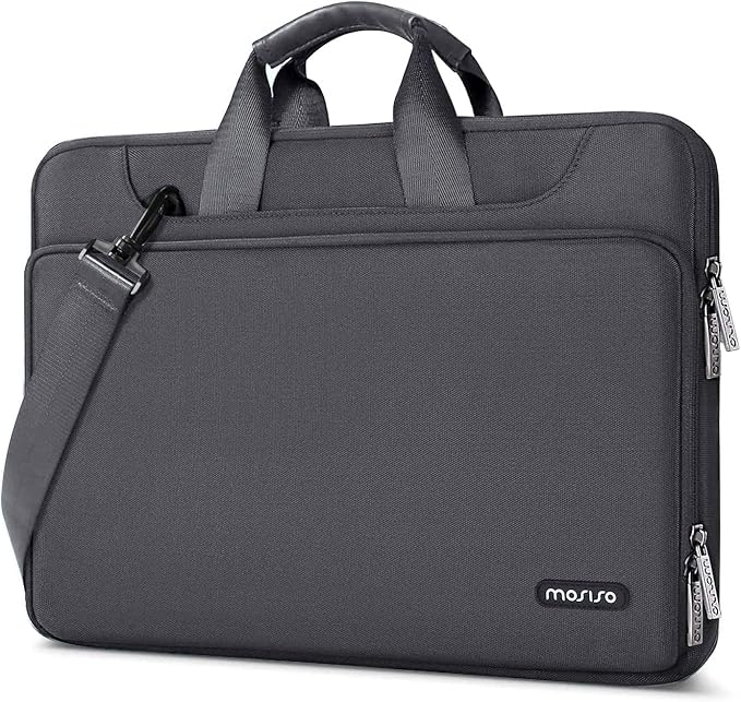 MOSISO 360 Protective Laptop Shoulder Bag Compatible with MacBook Air 13 inch M4 M3 M2 M1 2025-2018/Pro M2 M1 2025-2016,Matching Color Sleeve with Belt, Slate Gray