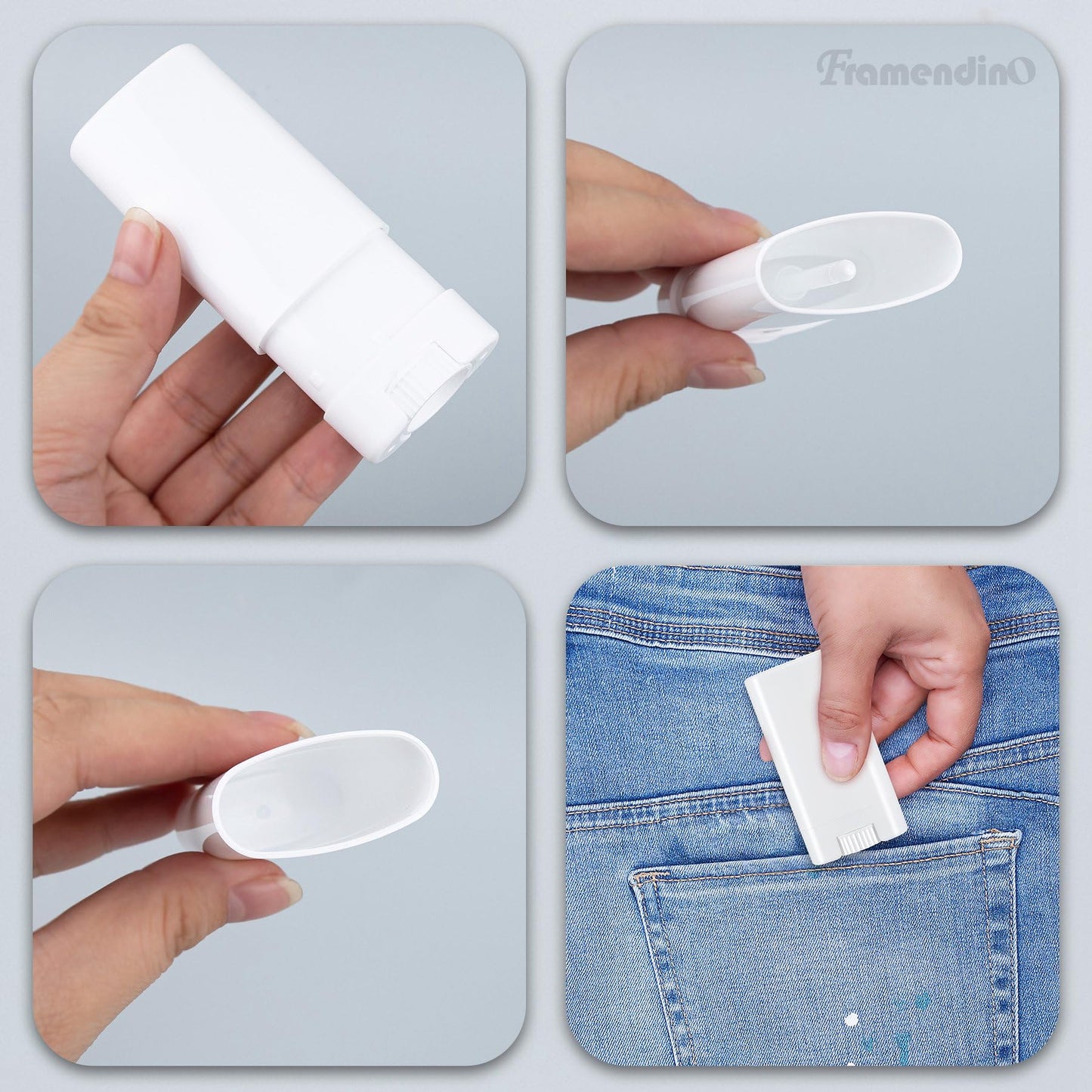 Framendino, 100 Pack 1/2 oz Plastic Empty Deodorant Containers Refillable Tubes Oval Lip Balm