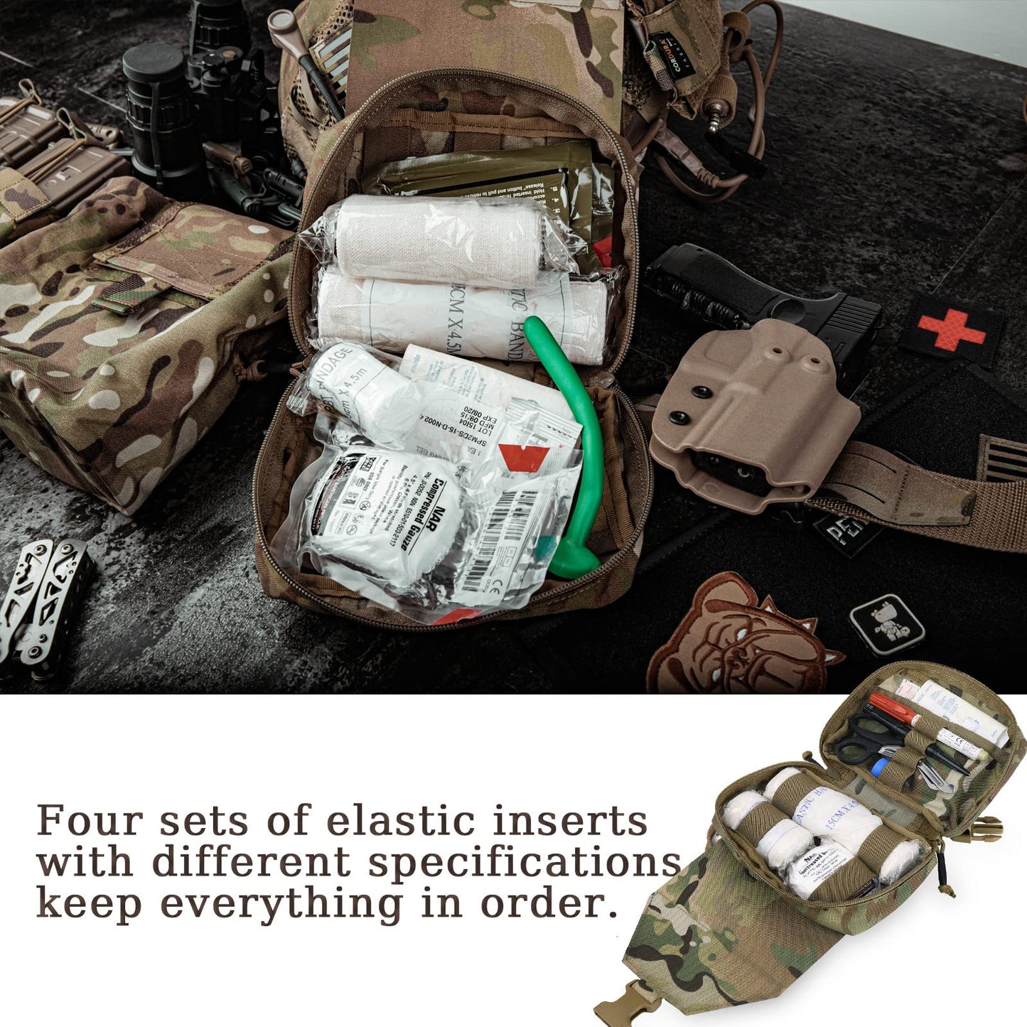 PETAC GEAR Tactical Rip Away Medical Pouch Tear Off First Aid IFAK Pouch Molle & Belt Horizontal Outdoor Emergency Survival Bag … (MC)
