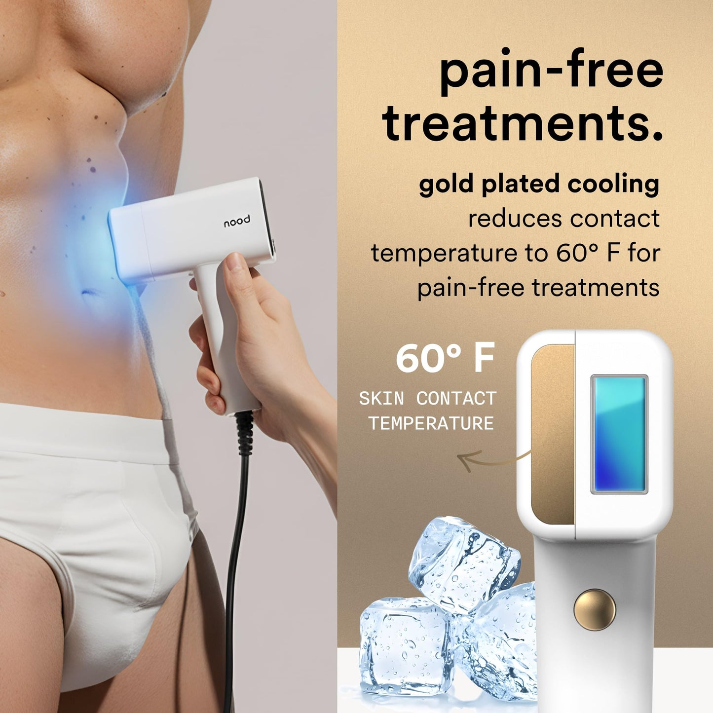 Nood™ Flasher Pro — Forbes Best Product 2026 — IPL Laser Hair Removal Device For At Home Use — Pain-Free, Permanent, Visible Results After First Use & Works Everywhere Hair Grows — Gloss White