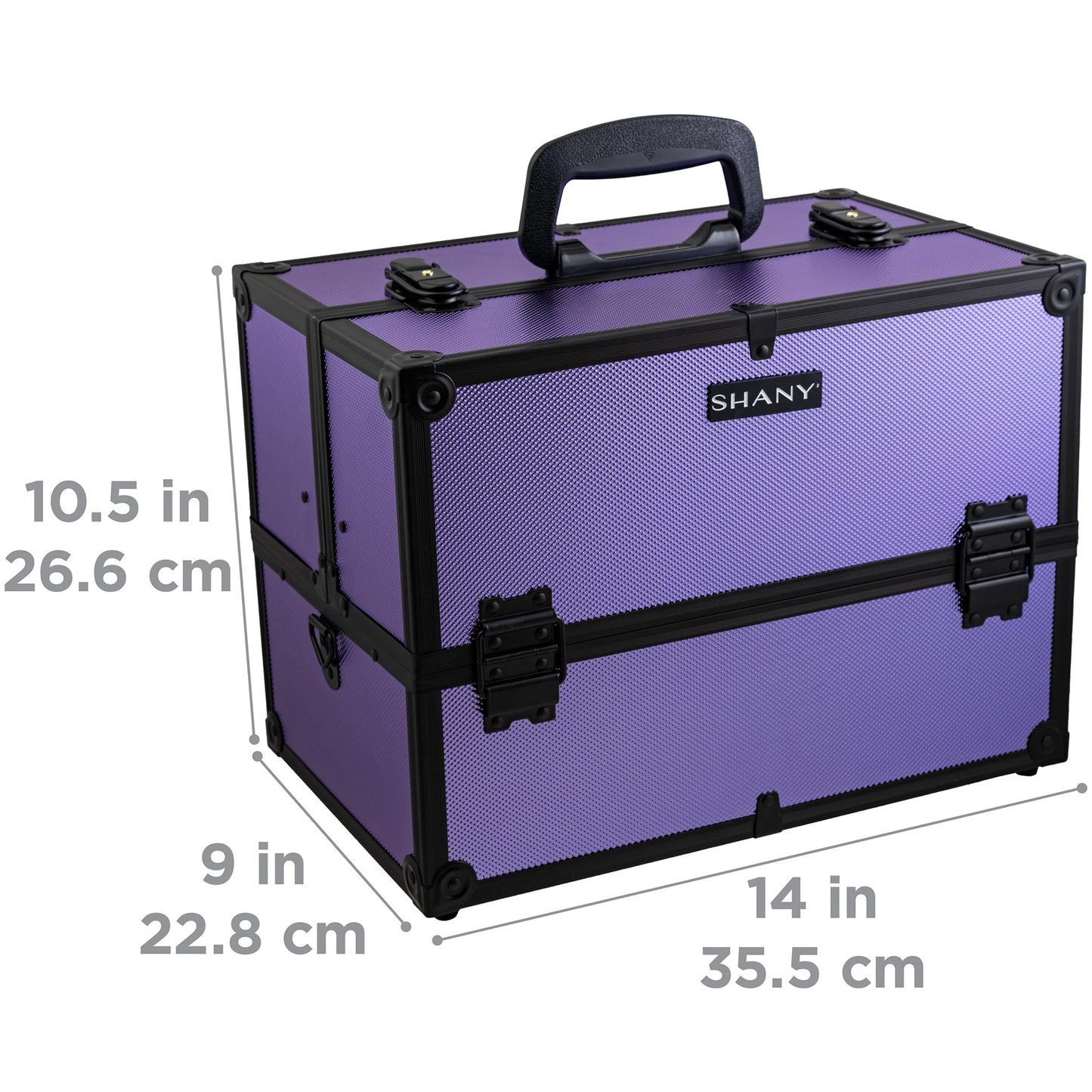 SHANY Essential Pro Makeup Train Case Cosmetic Box Portable Makeup Case Cosmetics Beauty Organizer Jewelry storage with Locks, Multi Compartments Makeup Box and Shoulder Strap - Lily