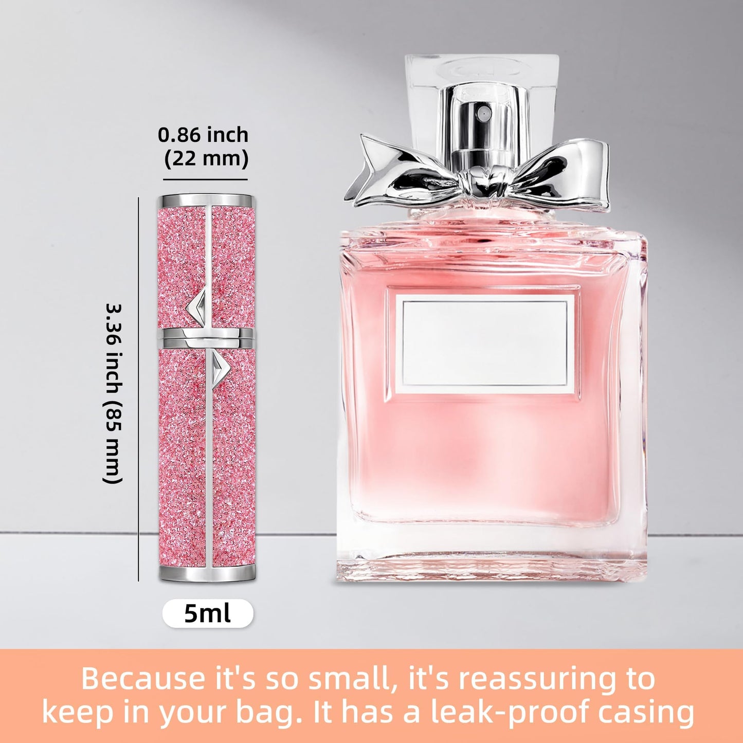 muilsae AB00GR 5ml Leather Perfume Atomiser Refillable, Bottom Fill Perfume Bottle, Portable and Leak-proof Suitable for Women and Men (AB00GR 5ml)