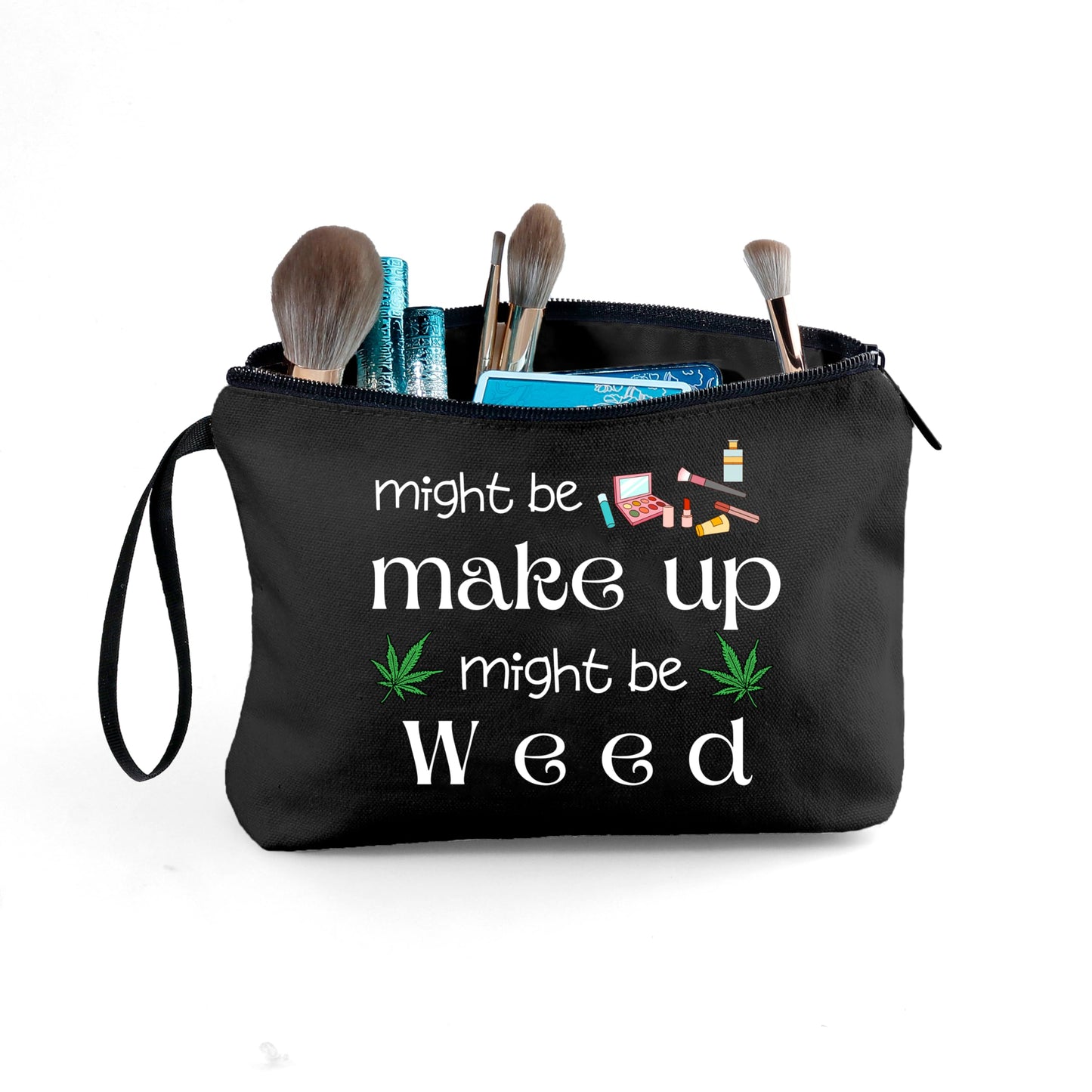Gag Funny Birthday Joke Marijuana Stoner Gifts Weed Travel Makeup Bag Cosmetic Pouch Weed Stuff for Women Female Friend Sister