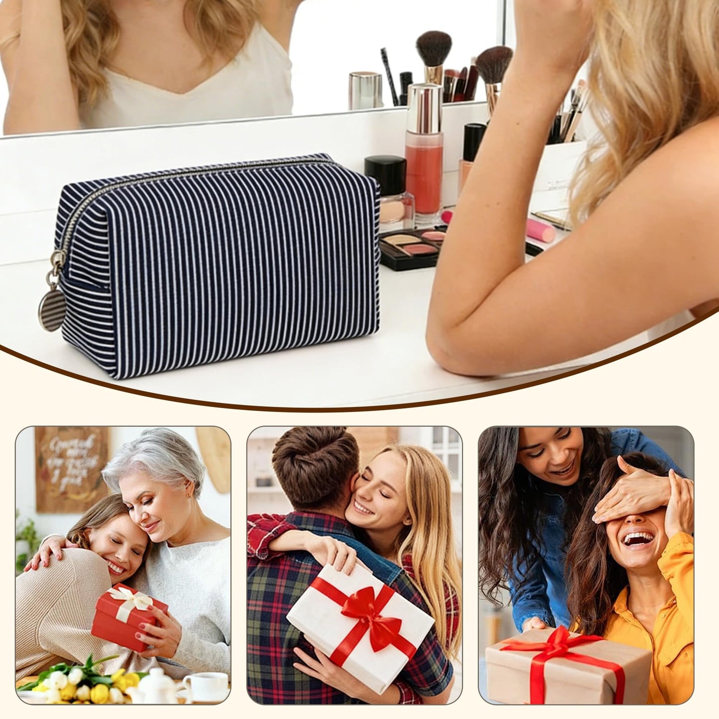 CALINNL 2pcs Makeup Bag Travel Toiletry Bag for Women Lightweight Make Up Bag Purse Organizer Pouches Large Cosmetic Bag Small Makeup Pouch Medicine Bag Travel Essentials for Women Black