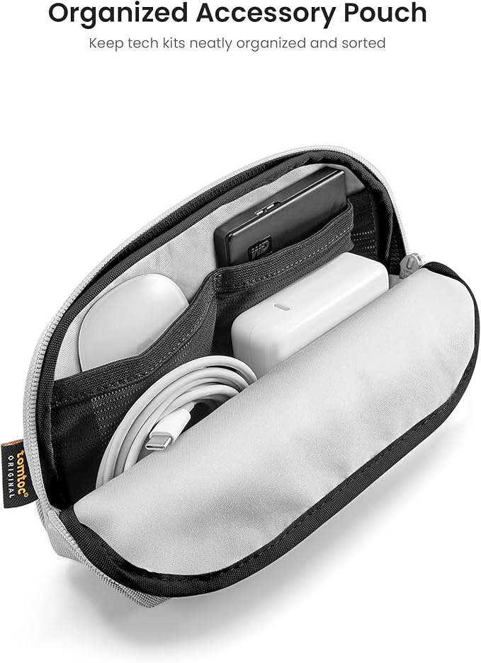 tomtoc Recycled Portable Storage Pouch Bag Case Accessories Organizer Compatible with MacBook Laptop Charger, Mouse, Cables and Hard Drive, Also for Smart Phone Accessories and Personal Items