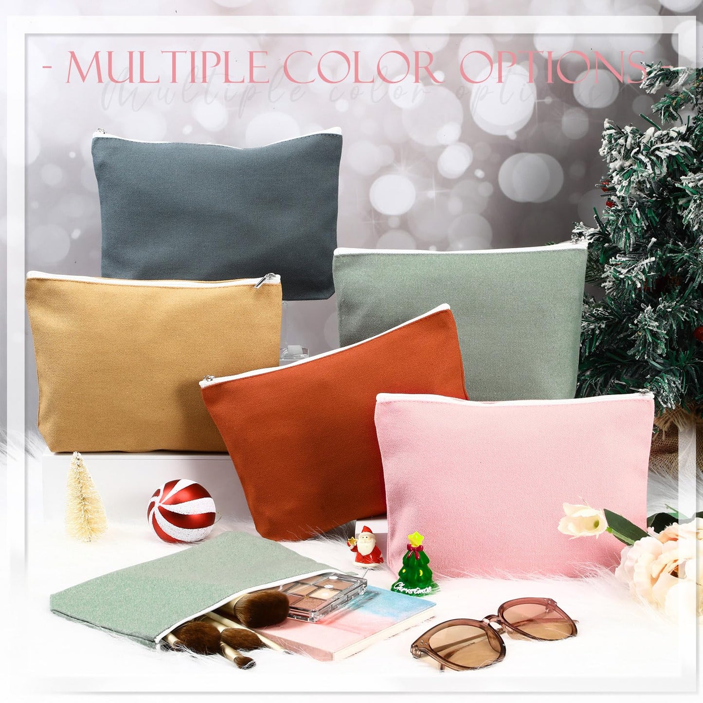 Reginary 10 Pcs Canvas Makeup Bags Bulk for Women Cosmetics Toiletry Bags Blank DIY Pencil Pouch, Thank You Gift for Summer Wedding Bridal Shower Teacher Nurse Office Coworker Gift(Boho Color)
