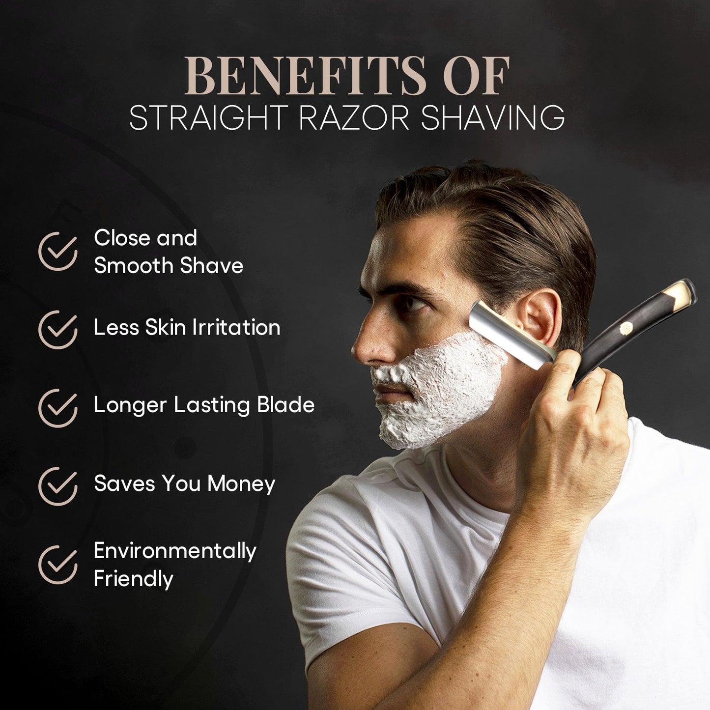 Complete Straight Razor Kit - Straight Razor Shaving Kit for Men with Gold Japanese Stainless Steel Blade, Leather Strop, Shave Soap, Shaving Brush, Strop Paste, Leather Case, Gift Box