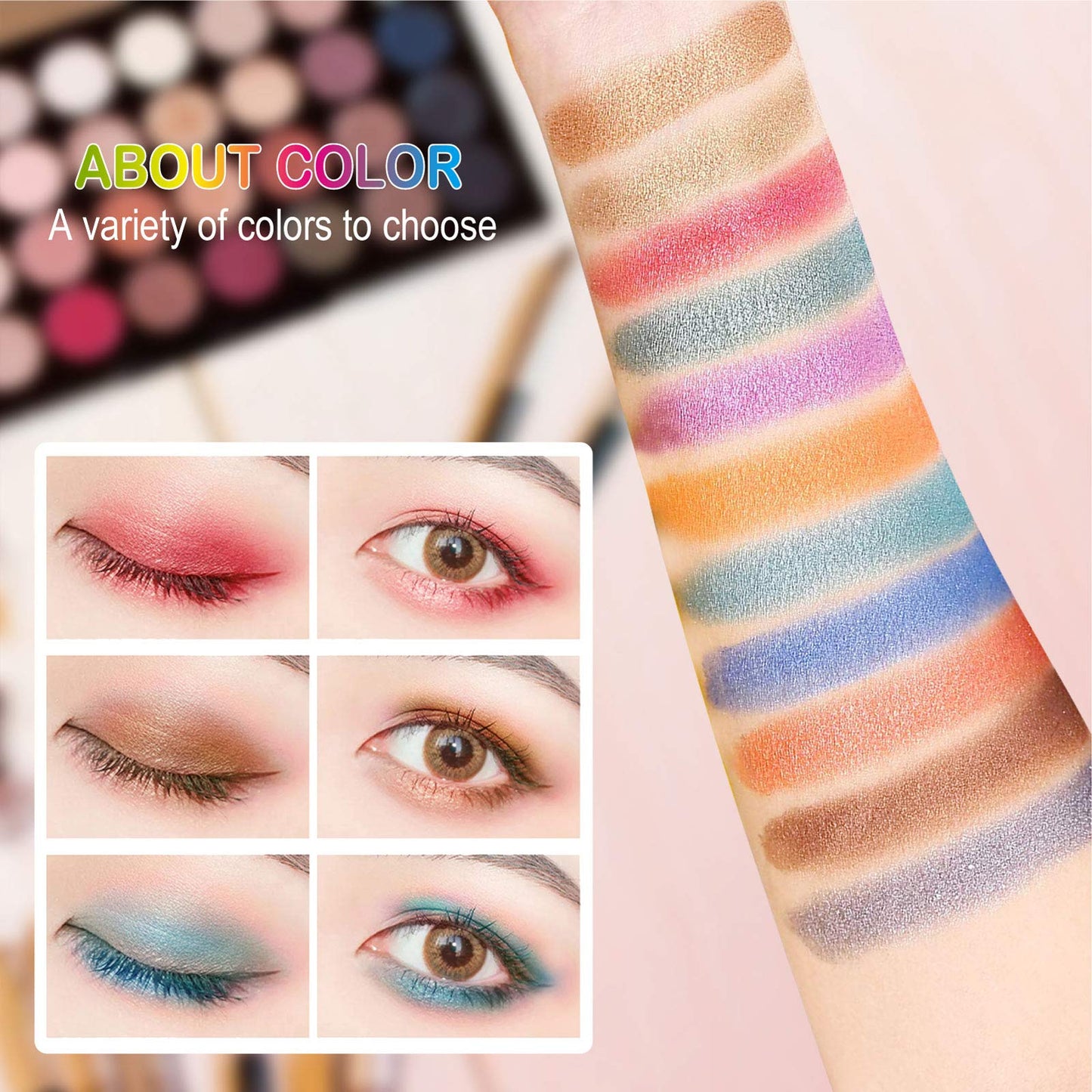 JasCherry All-in-One Make-up Box Set Multi-purpose Cosmetic Storage Beauty Case Professional Contain Eyeshadow Blusher Lip Gloss Cream Brow Powder Highlight and Makeup Pencil Brush #1