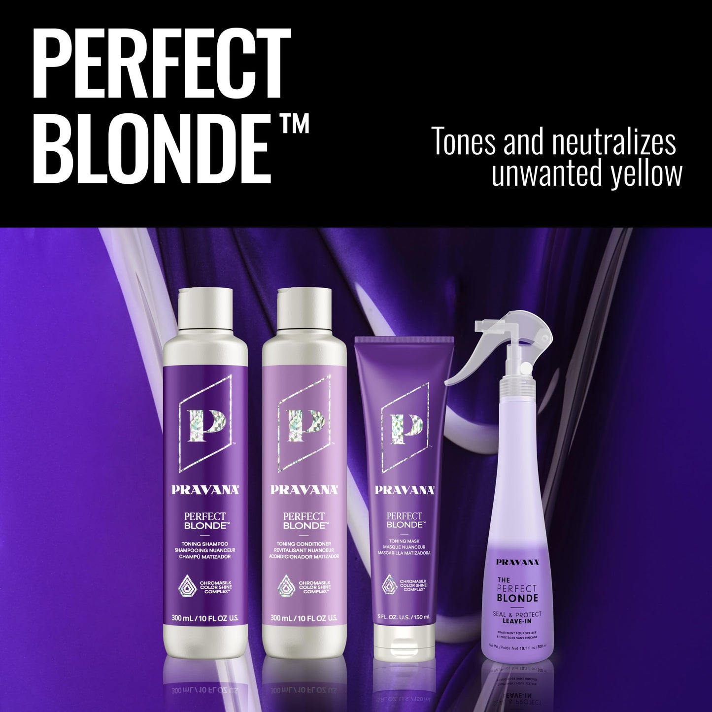 Pravana The Perfect Blonde Seal & Protect Leave-In Conditioner | Neutralizes Brassy, Yellow Tones | For Color-Treated Hair | Detangles, Protects, Moisturizes Strands | 10.1 Fl Oz