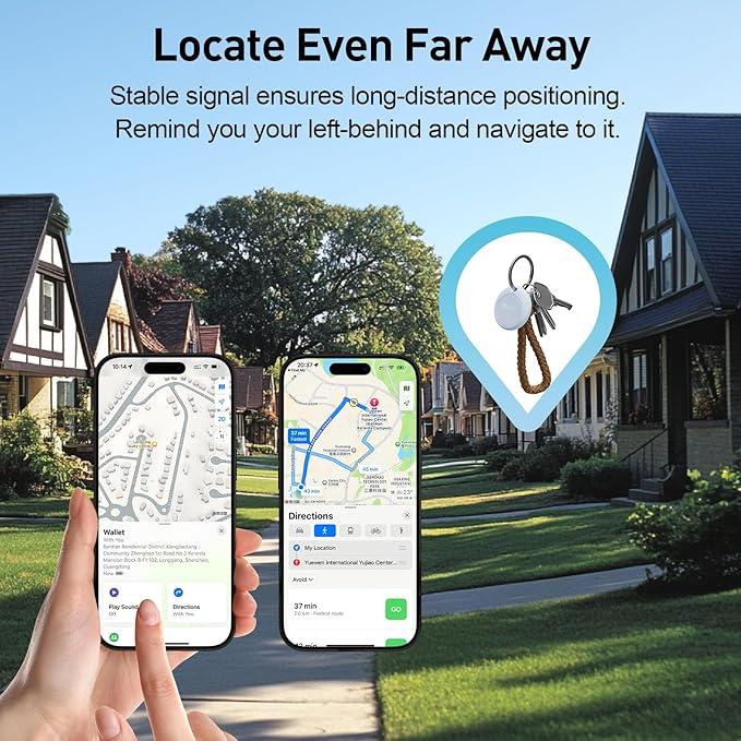2025 [Apple MFi Certified] (iOS Only) Bluetooth Tracker Smart Finder for Apple Find My iPhone GPS Tracker, 5-10 Years Battery, Keys Finder and Item Locator for Keys, Bags, Wallet, Passport