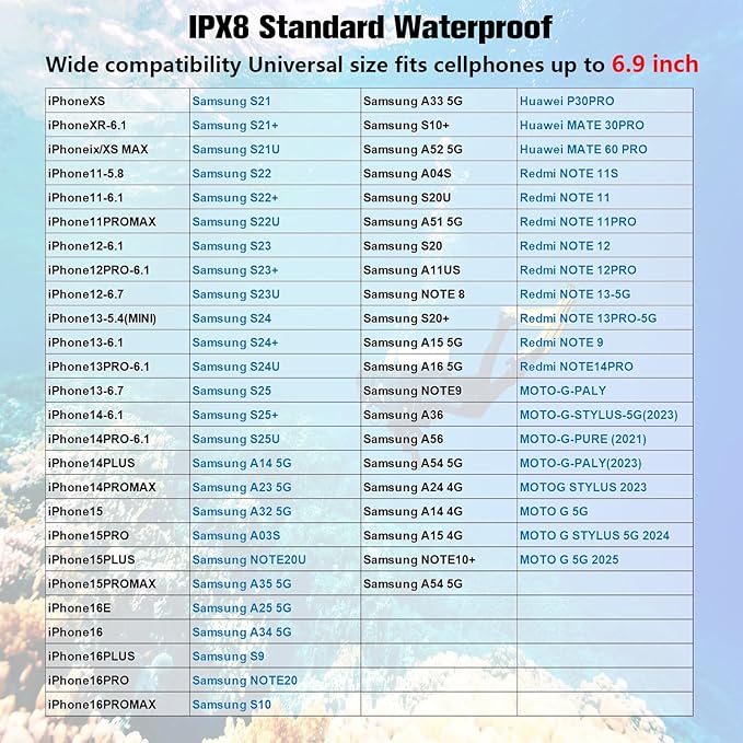 Waterproof Phone Case for Snorkeling & Diving (33ft/10m), IP68 Waterproof Hard Case for Swimming, Universal Underwater Touch Screen Case Compatible with iPhone (Blue, 4th Generation Phone Case)
