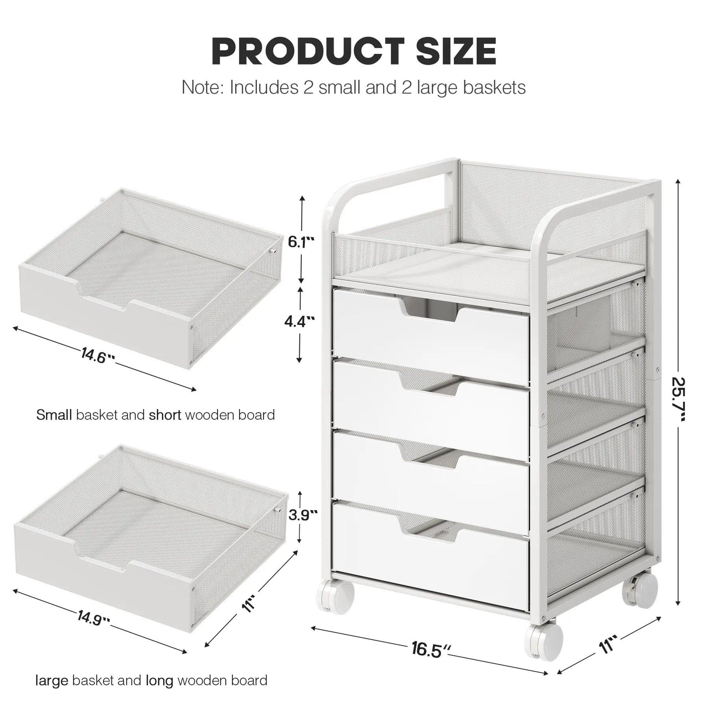 SEFILENCE Makeup Organizer Cart with 4 Drawers, Vanity Storage Drawer Carts with Dividers, Nail Cart Organizer Cosmetic Display Cases Cabinet for Skin Care, Nail Polish, Perfume, White