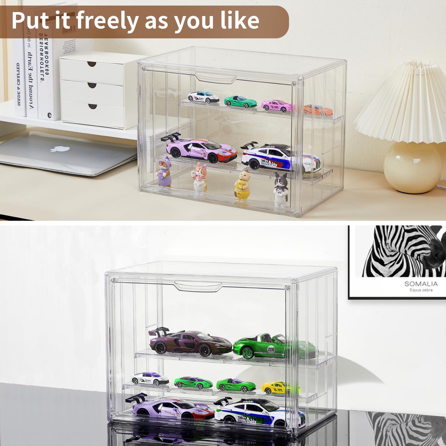 Display Case for Collectibles 4 Layer Updated Adjustable Acrylic Display Case with Magnetic Door Clear Stackable Display Box Hobby Display Cases for Figures, 1 Pack