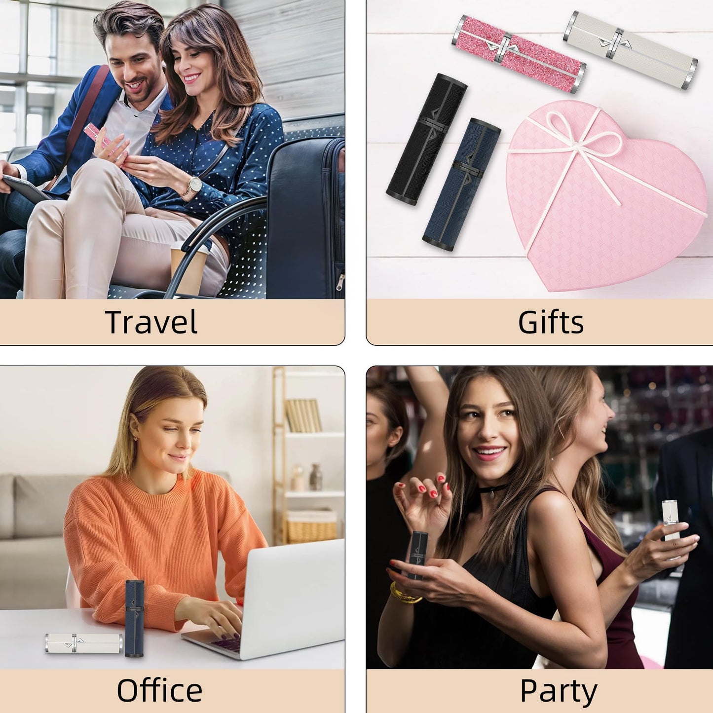 muilsae AB00GR 5ml Leather Perfume Atomiser Refillable, Bottom Fill Perfume Bottle, Portable and Leak-proof Suitable for Women and Men (AB00GR 5ml)