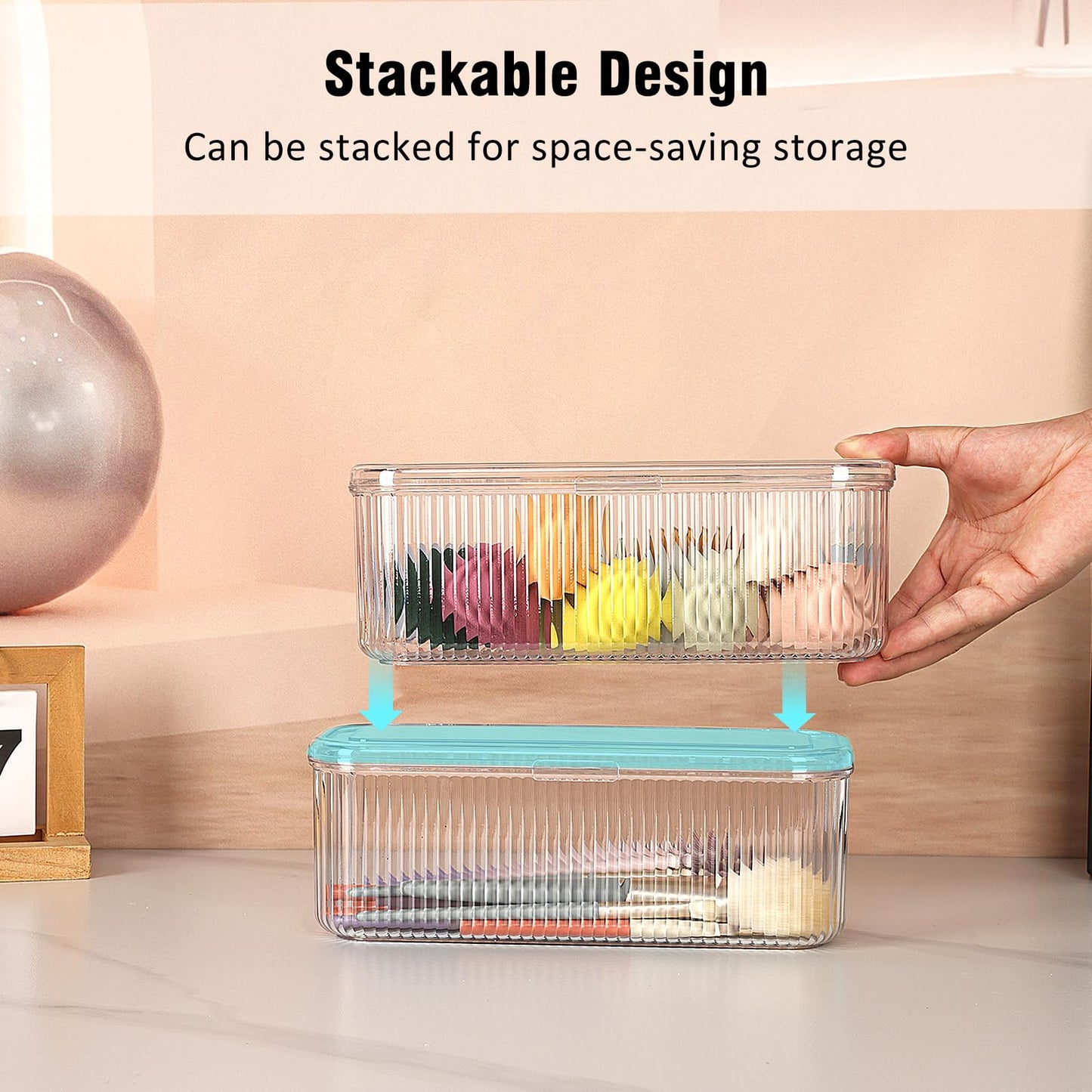 JessLab Makeup Brush Holder Organizer, Clear Makeup Sponges Organizer,Cosmetic Storage Case with Lid Display Case for Vanity, 1 Compartment (3 Pack)