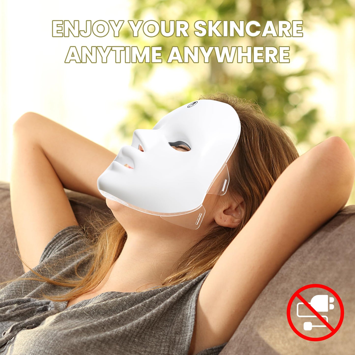 gelpal 7-1 Colors Red Light Therapy For Face，LED Facial Skin Care Mask,Red Light Mask for Face, LED Facial Mask Light,Salon or Home,White.