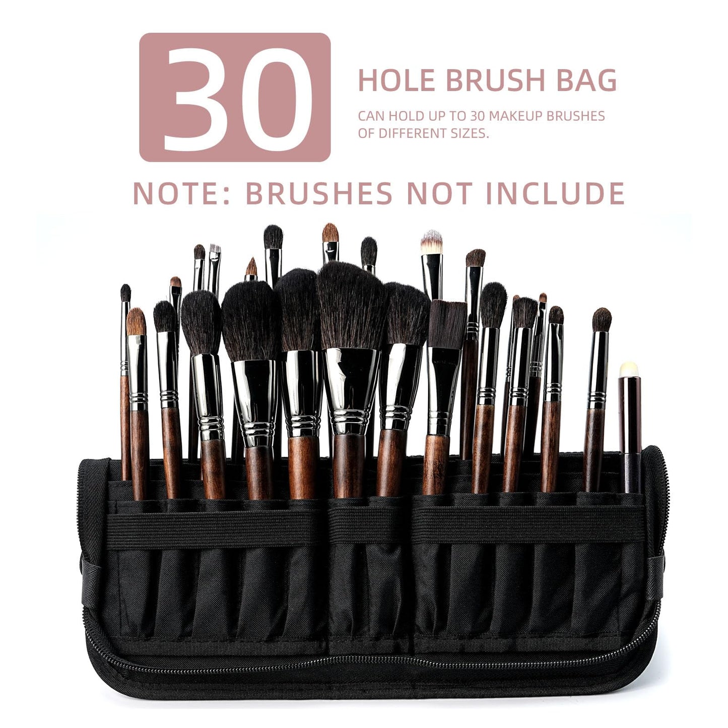 Black Travel Makeup Brush Holder,Waterproof Stand-Up Makeup Brushes Organizer, Portable Makeup Brush Holder Travel Case (BAG-875-22)