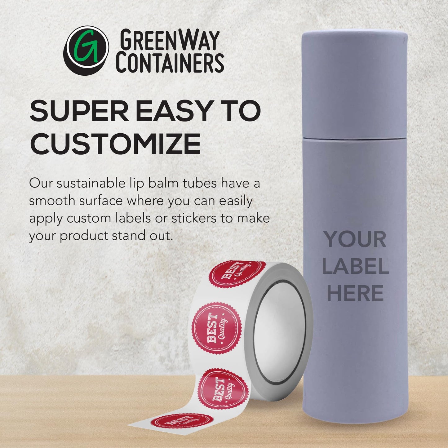 GreenWay 0.3oz / 8.5g Kraft Paperboard Lip Balm Tubes with Lids - 25 Pack Lip Gloss Tubes Refillable DIY Cosmetic Containers - Lip Balm Containers Chapstick Empty Holder - White