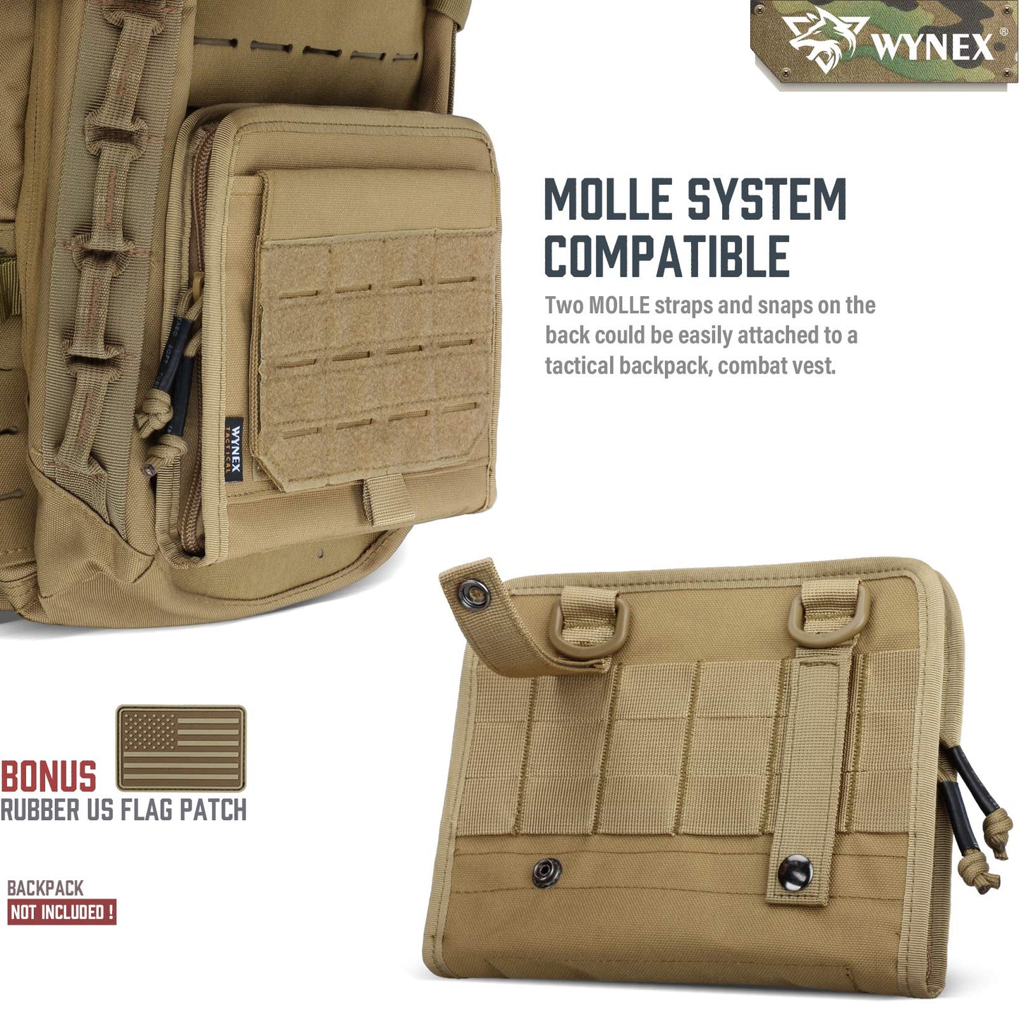 WYNEX Tactical Molle Admin Pouch, Laser-Cut, EDC Organizer Tool Pouch