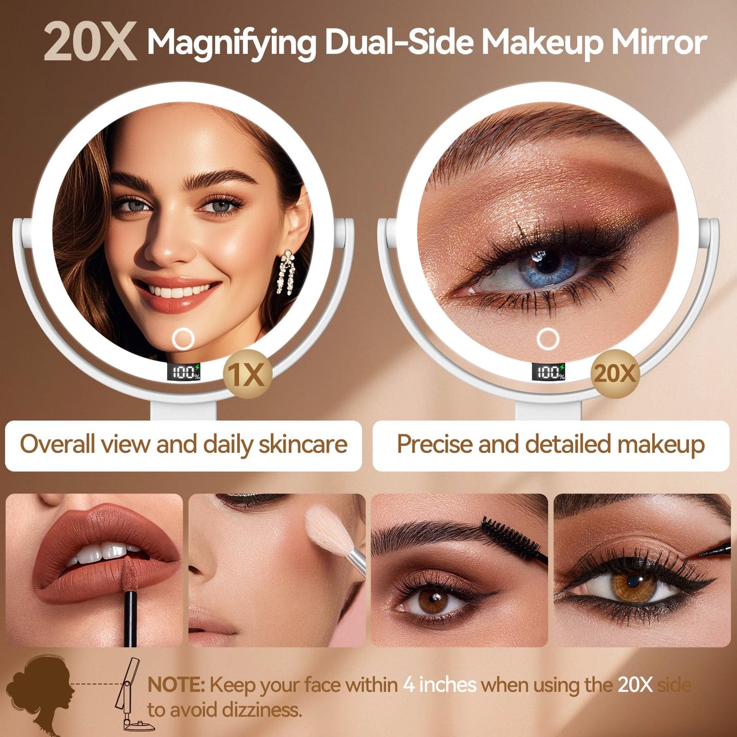 Makeup Mirror with Lights, 20X Wall Mounted Lighted Magnifying Mirror