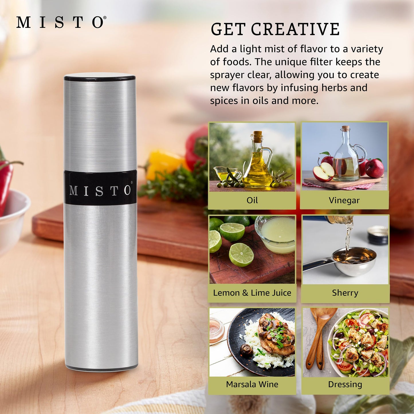 Misto Gourmet Olive Oil Sprayer Set of 2 Aluminum Bottles - Refillable Pump Mister for Cooking, Salads, Grilling - 3.2 oz Each, No Propellants