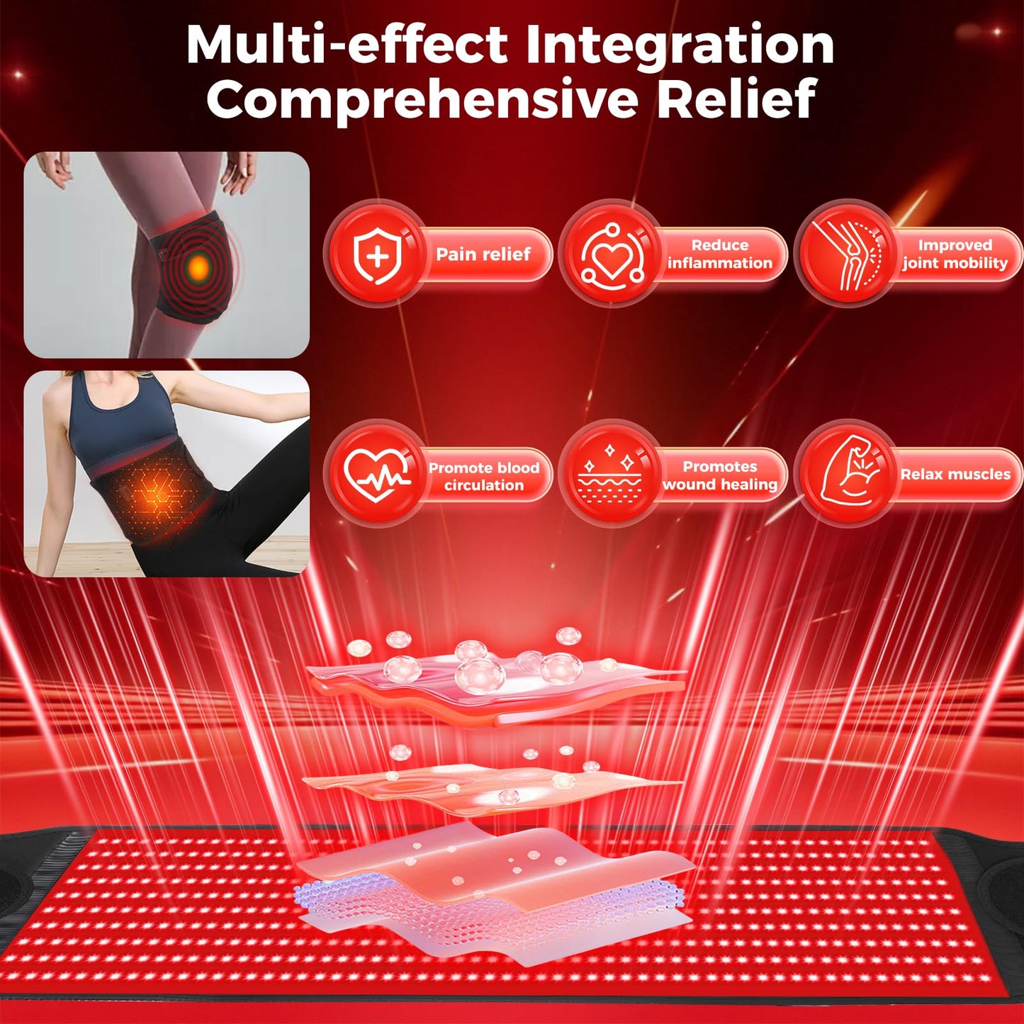 Red Light Therapy for Body, Infrared Light Therapy for Shoulder Waist Muscle, Upgraded 3 in 1 Led Beads, 660nm Red Light & 850nm Near Infrared Light Therapy Belt