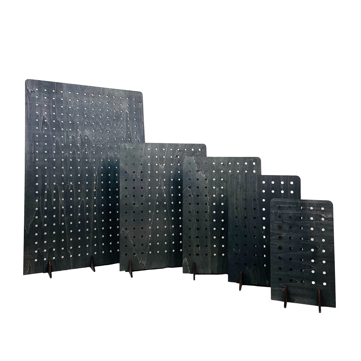 Torched Pegboard Display Stand for Jewelry, Craft Shows, Selling, Vendor Events, Tools, Peg Board Accessories Rack Organizer, Medium 8" L x 4.3" W x 12" H, Ebony